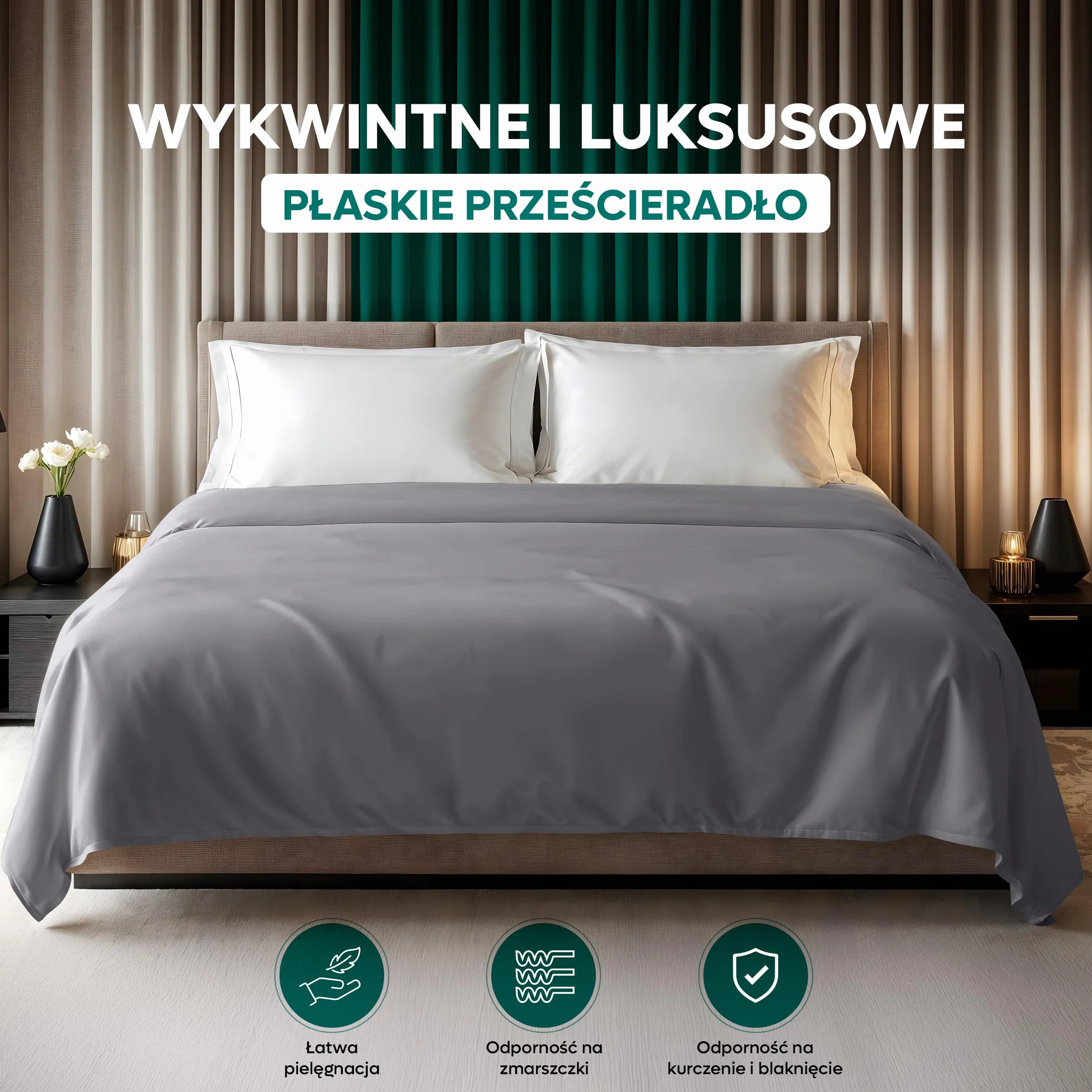 Utopia Bedding - Płaskie Prześcieradło King (270 x 290 cm, Szary) - Soft Brushed Microfiber Fabric - dla rozmiaru łóżka 180 x 200 cm