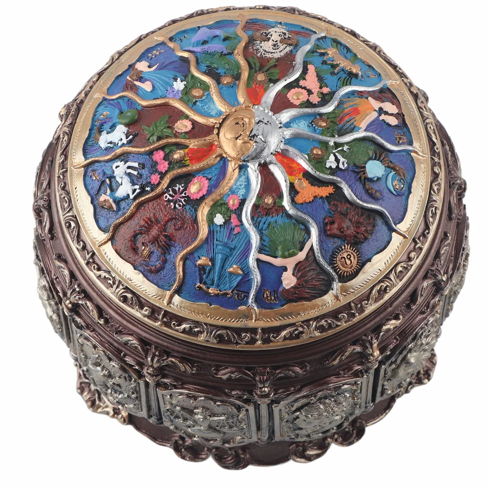 obrotowa pozytywka zodiakalna, 12 konstelacji, z migoczącym światłem LED, muzyczna pozytywka z obrazem , prezent na urodziny, Boże Narodzenie, walentynki (ryby)