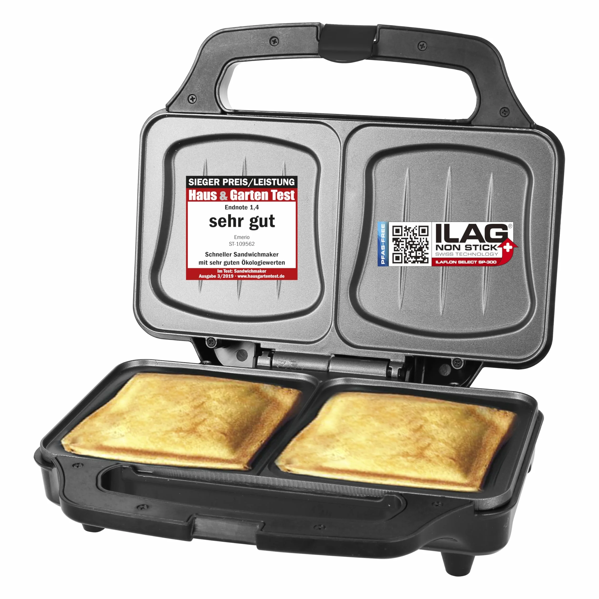 Emerio St-109562.17 Opiekacz do Panini, Czarny, XXL
