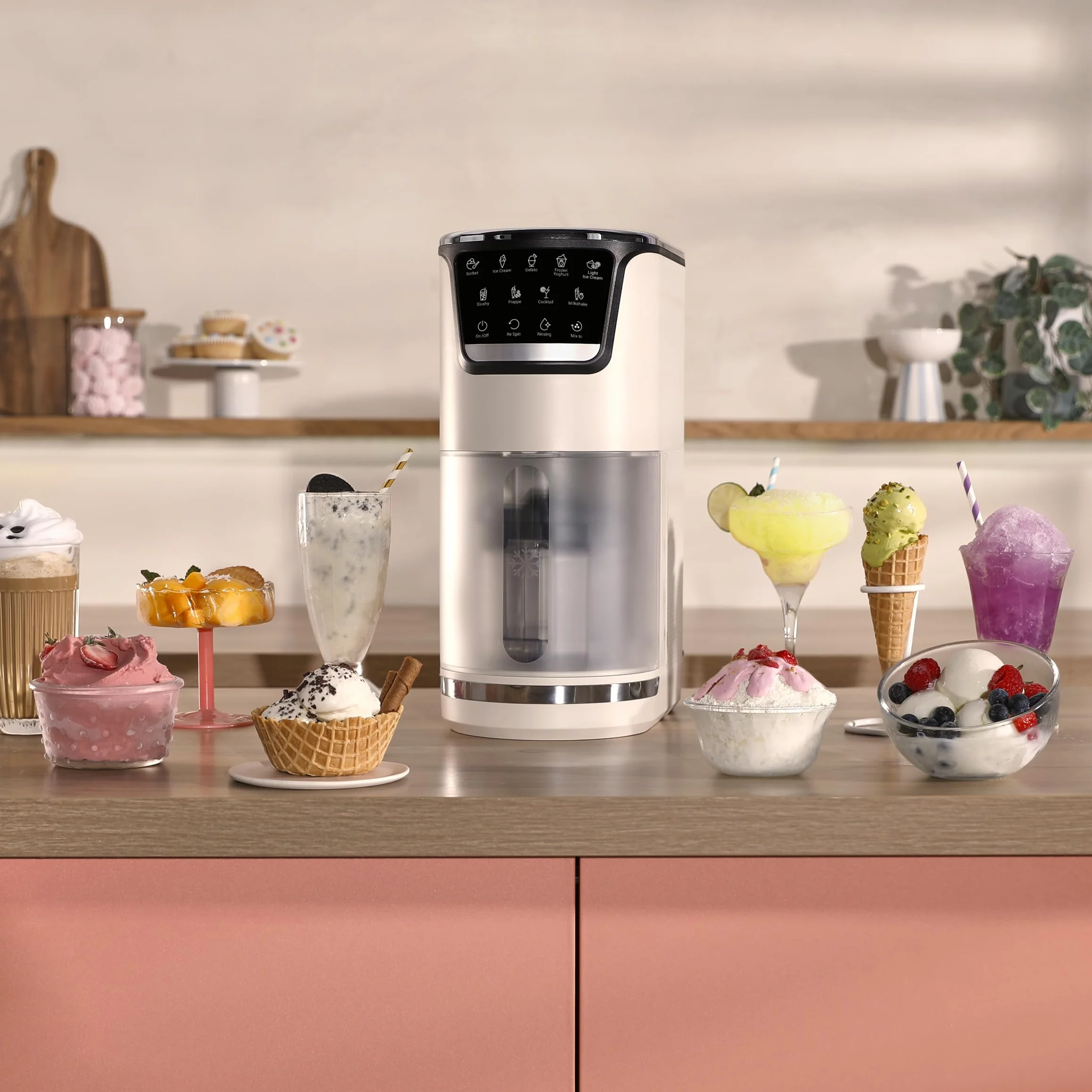 Tefal IG604A Dolci maszyna do lodów, 10 programów, idealnie gładkie i kremowe rezultaty za jednym razem, program do dodatków, łopatka do lodów, automatyczny program do płukania Rise