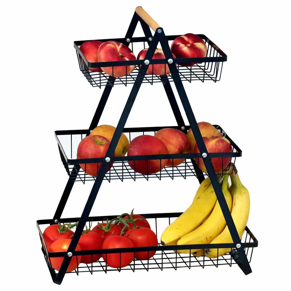 Kosz na owoce Etagere 3-poziomowy czarny duży