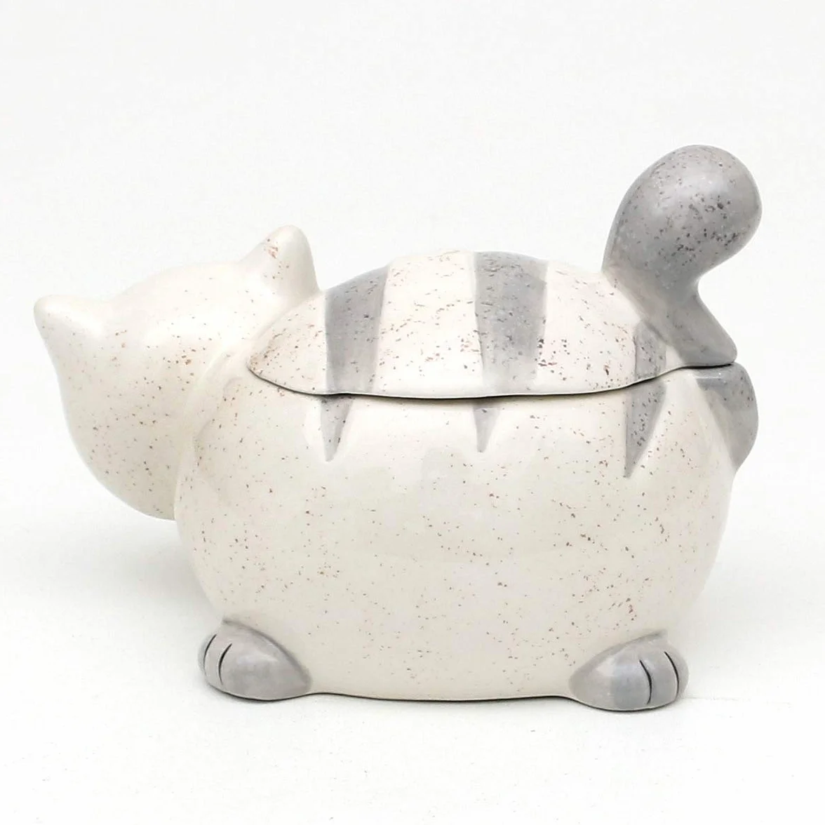 Dekohelden24 Ceramiczna puszka z pokrywką, jako kot, wymiary ok. 12 x 11 x 13 cm, szara