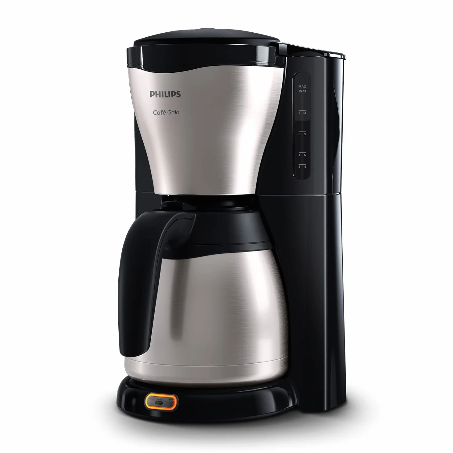 Philips Café Gaia Ekspres przelewowy do kawy,1,2 l Dzbanek termiczny utrzymuje temperaturę, Na 15 filiżanek, Stal szlachetna, Automatyczne wyłączanie, Blokada kapania, Satynowy Beżowy (HD7546/20)