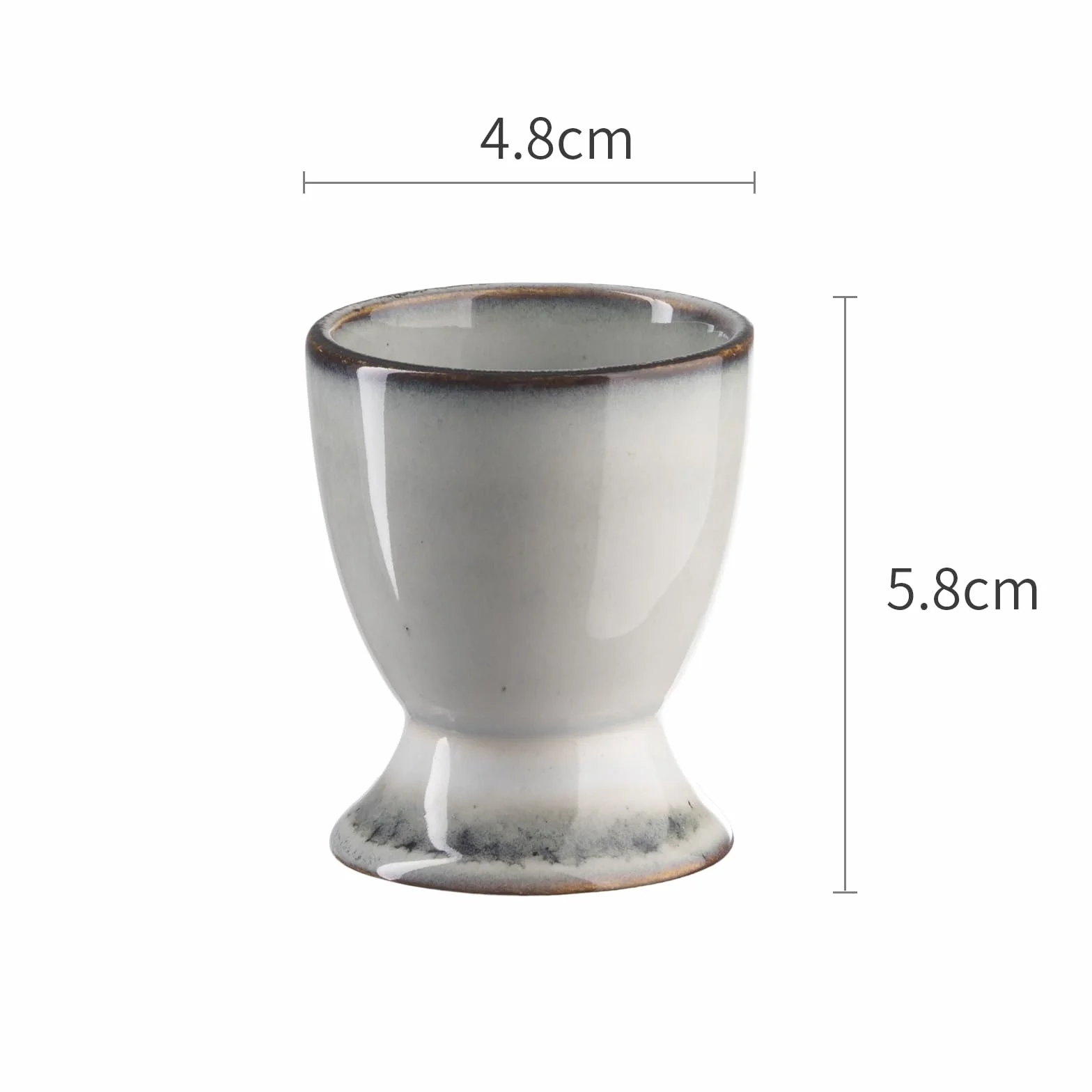 Zestaw 6 kieliszków do jajek na jajka, porcelanowy, ceramiczny, na każdy stół śniadaniowy, jajka na twardo i miękko, szary, 6 łyżeczek (Y6) (G6)