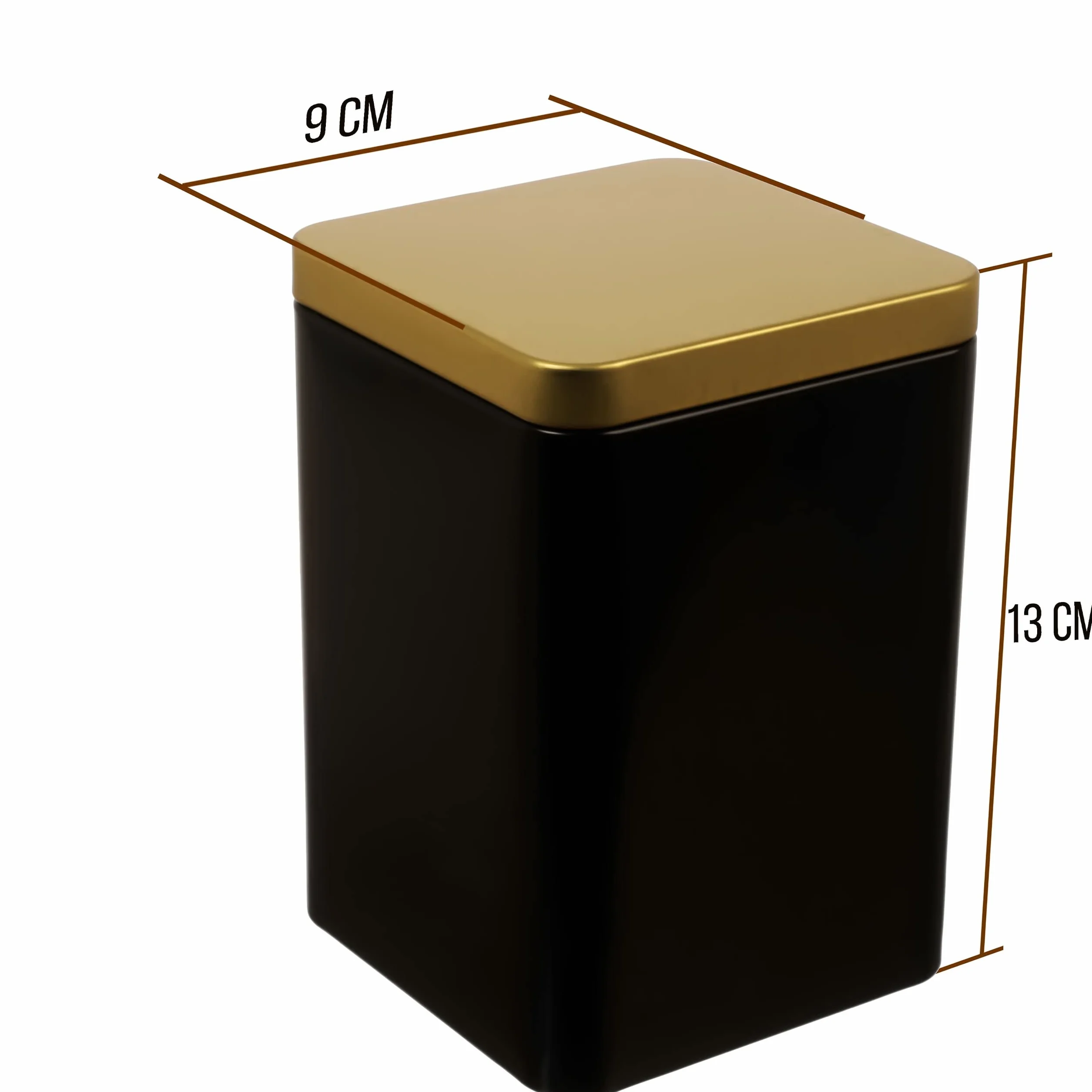 Metalowe pojemniki na herbatę 6 sztuk 240 g 13x9x9 cm czarno-złote