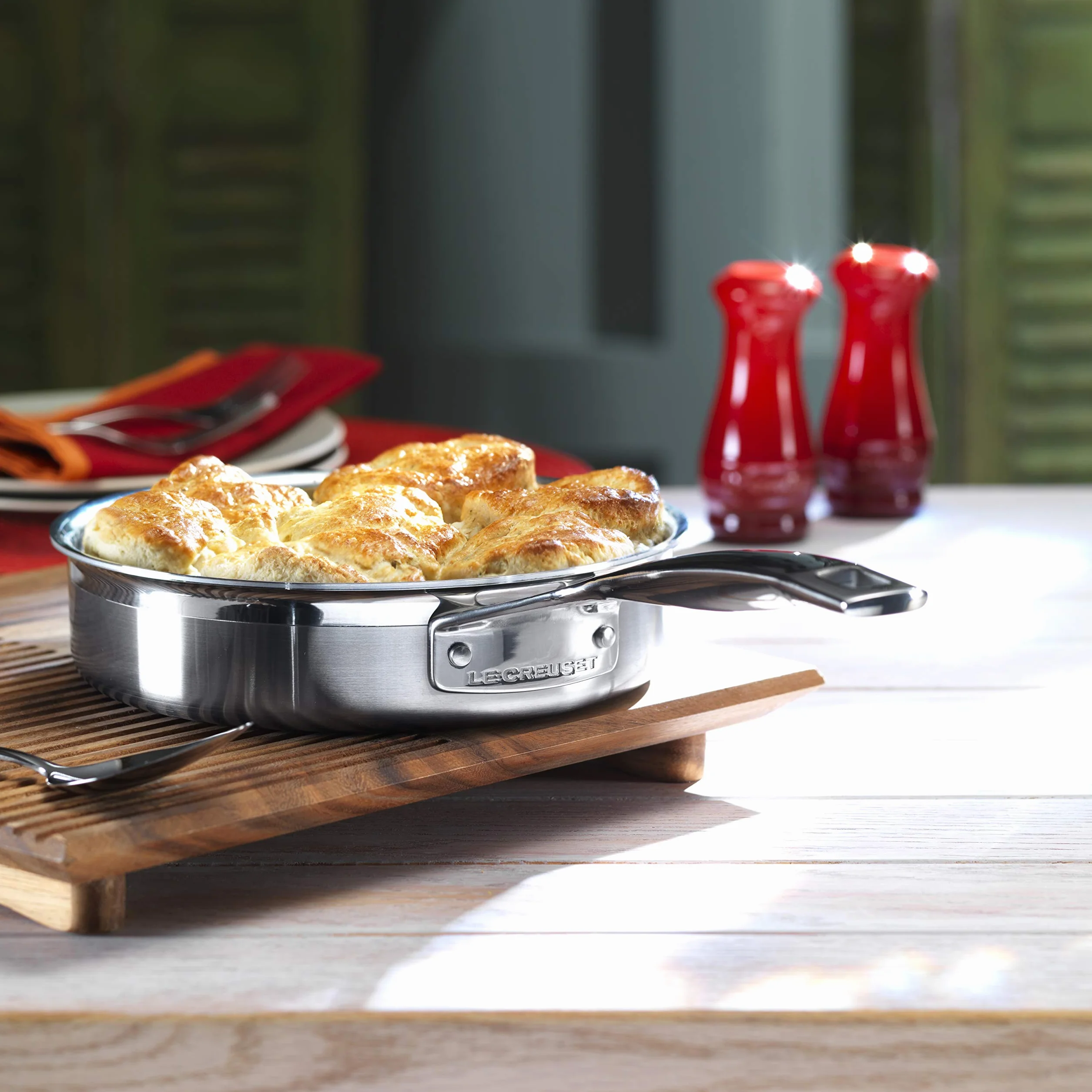 Le Creuset 3-warstwowa patelnia ze stali nierdzewnej z pokrywką, 24 x 6,5 cm