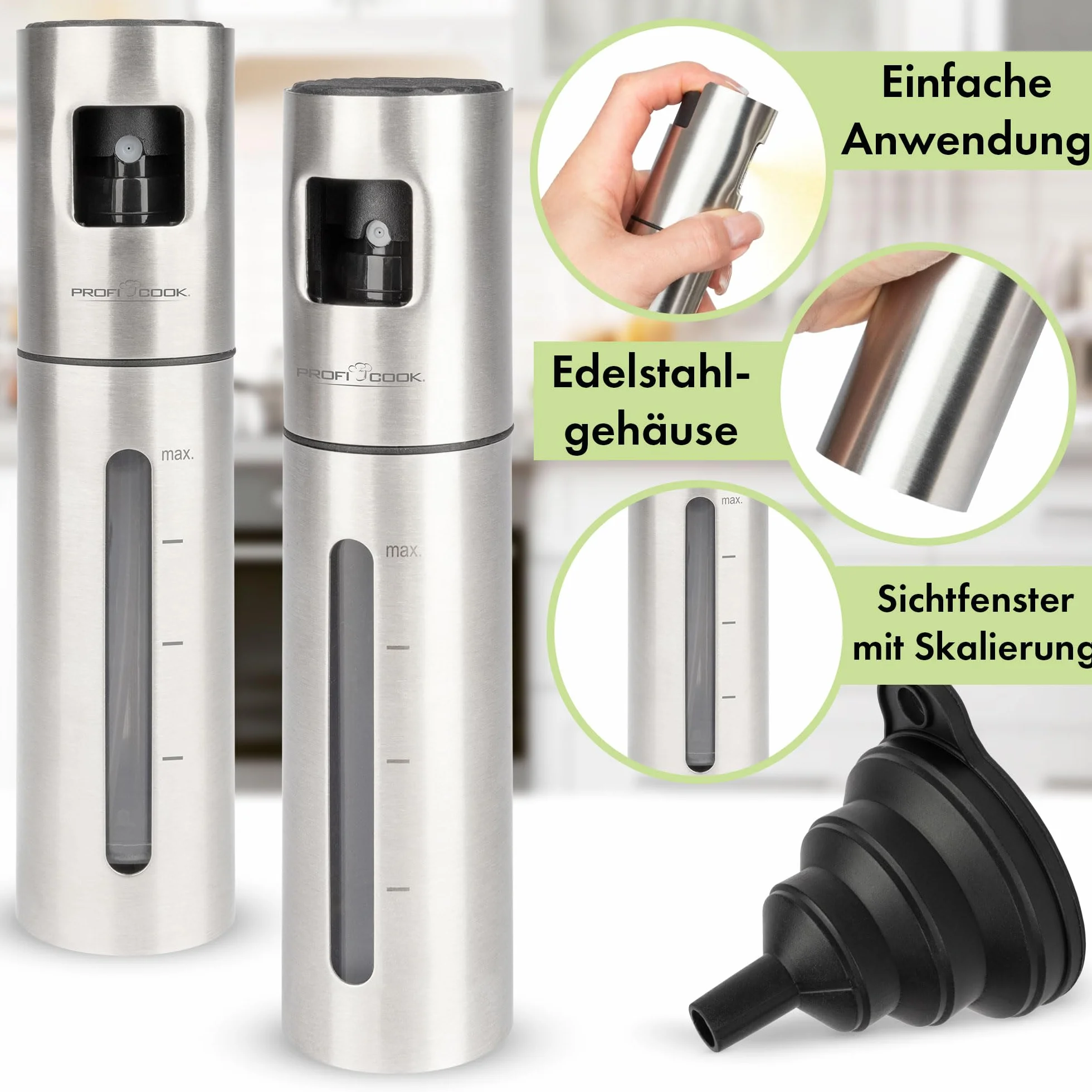 ProfiCook, Rozpylacz do octu i oleju, pojemność 100 ml, lejek silikonowy, PC-EOS1270