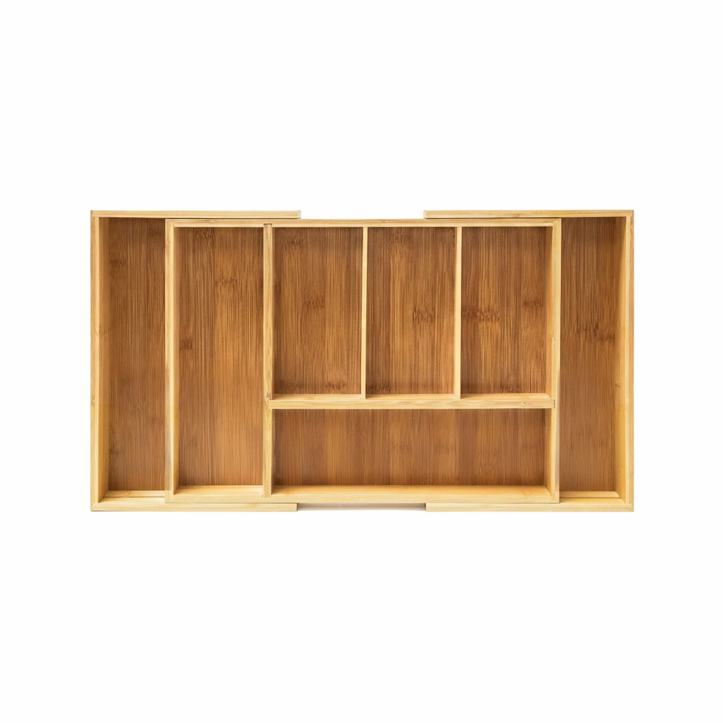 Relaxdays Wysuwany taca na sztućce HBT 5 x 48,5 x 28 cm bambusowa wkładka na sztućce z 5 do 7 przegródkami jako organizer kuchenny i wkładka szuflady łatwa w pielęgnacji taca na sztućce do wszystkich szuflad, naturalna