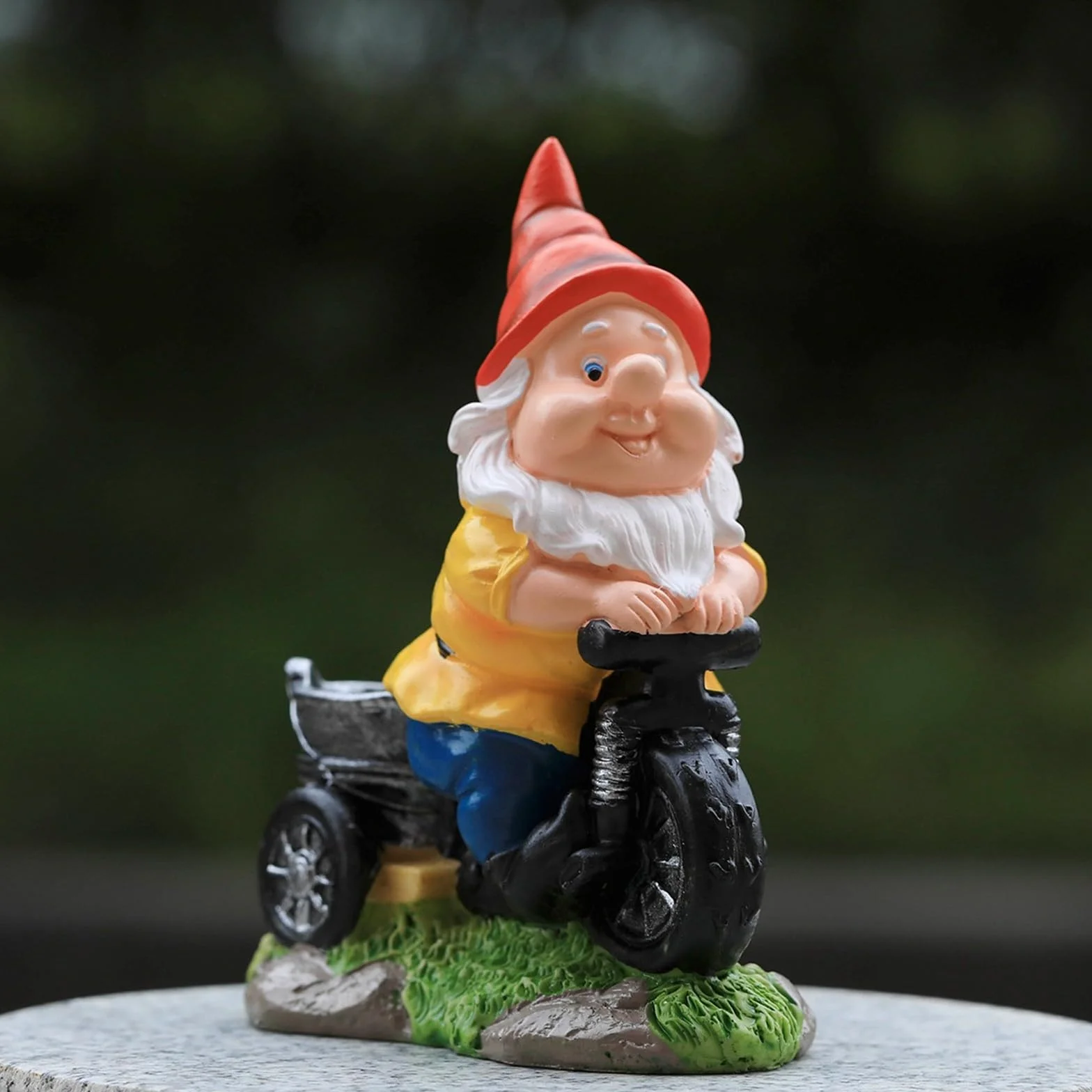 Duży krasnal ogrodowy 13 Posąg krasnala jadącego na krasnoludku na koniu Starzec Ozdoby na biurko Dekoracja stołu Świąteczne akcesoria domowe Ozdoby świąteczne Krasnal słoneczny (żółty, jeden