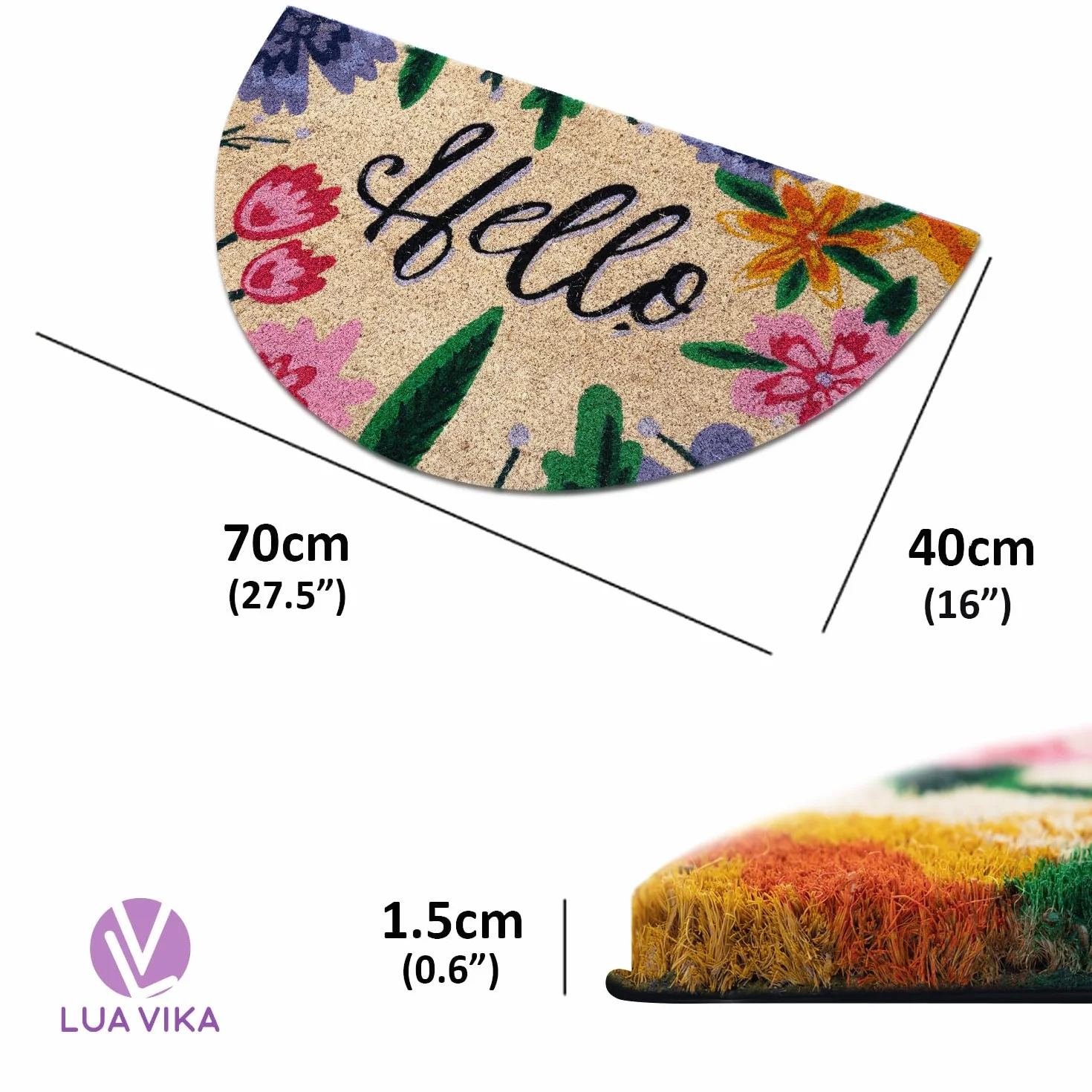 Wycieraczka z włókna kokosowego Hello 40x70 cm zewnętrzna pod drzwi wejściowe Półksiężyc