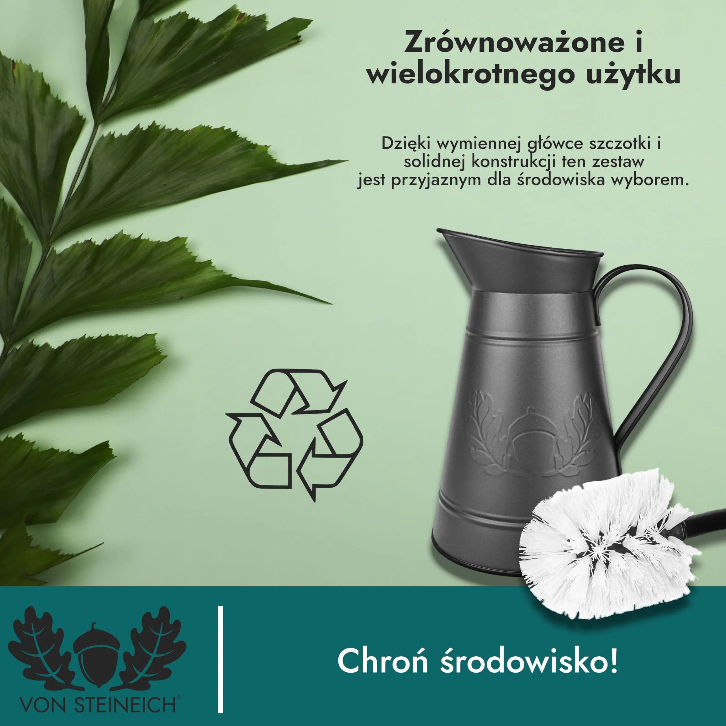 Szczotka toaletowa – metalowy dzbanek (czarny) – nierdzewna szczotka do WC – dekoracja retro i vintage do łazienki