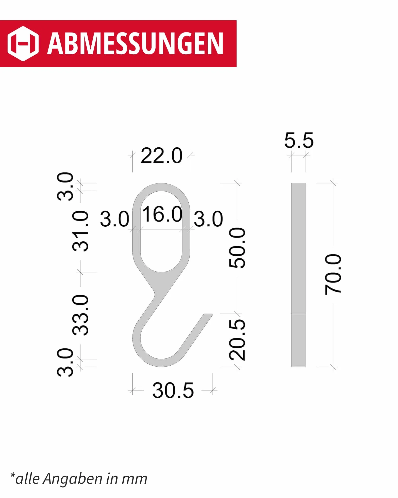 Gedotec Metalowe owalne haczyki do zawieszania drążka do szafy – 10 sztuk – 30 x 15 mm – chromowane – praktyczna funkcja haczyków do zawieszania – srebrny owalny haczyk do szafy na ubrania – haczyki