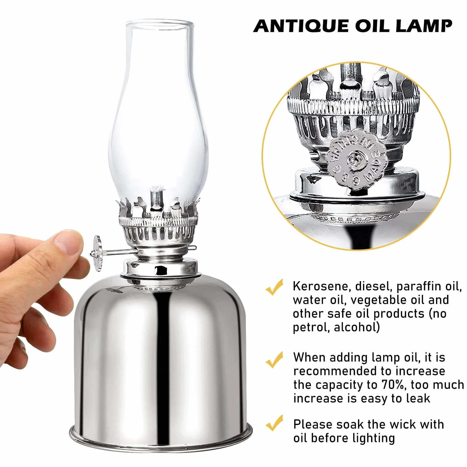 Lampa naftowa, lampa olejowa, latarnia, metalowa, szklana oprawka obrotowa, lampa olejowa w stylu retro, do użytku wewnątrz i na zewnątrz, wiatroszczelna, lampa olejowa, w stylu vintage, światło