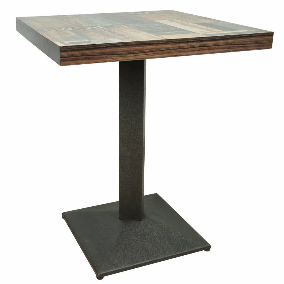 ShiShi Retro Industrial Stolik jadalny, Wysokość w 75 cm, Kwadratowy stół kuchenny, stół kuchenny z metalu i drewna, Stół bistro dla 1-4 osób (Brązowo-czarny D3 60×60×75 cm)