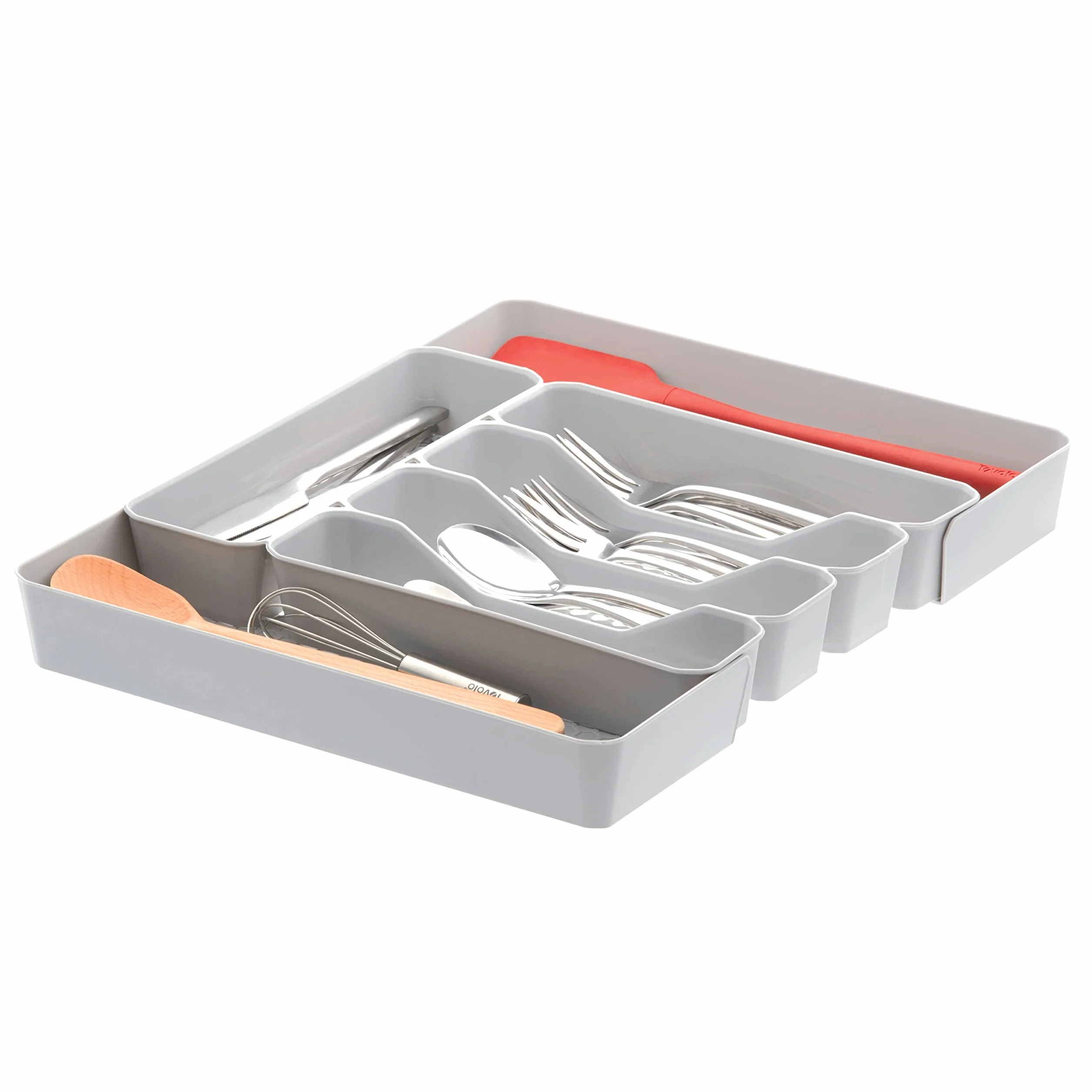 Spectrum Diversified Hexa rozszerzalna podzielona szuflada organizer taca nowoczesne sztućce kuchenne, zastawa, uchwyt na sztućce, schowek na szafę, 10 x 16, szary szary