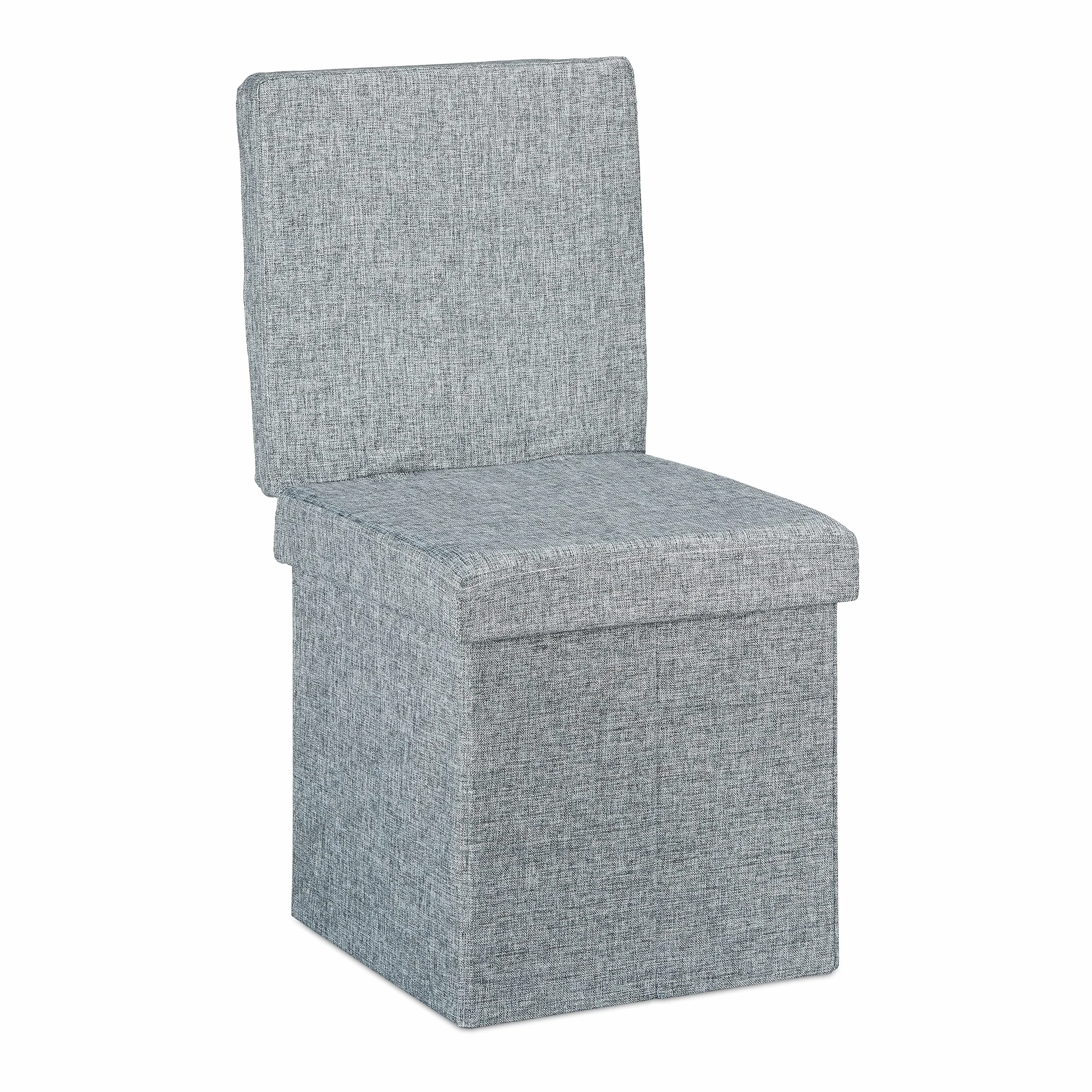 Relaxdays Lniany składany taboret do przechowywania ze stabilnym oparciem bagażnika pufa wys. x szer. x gł.: 73 x 38 x 38 cm zdejmowana pokrywa podnóżek puszka w kształcie kostki do przechowywania