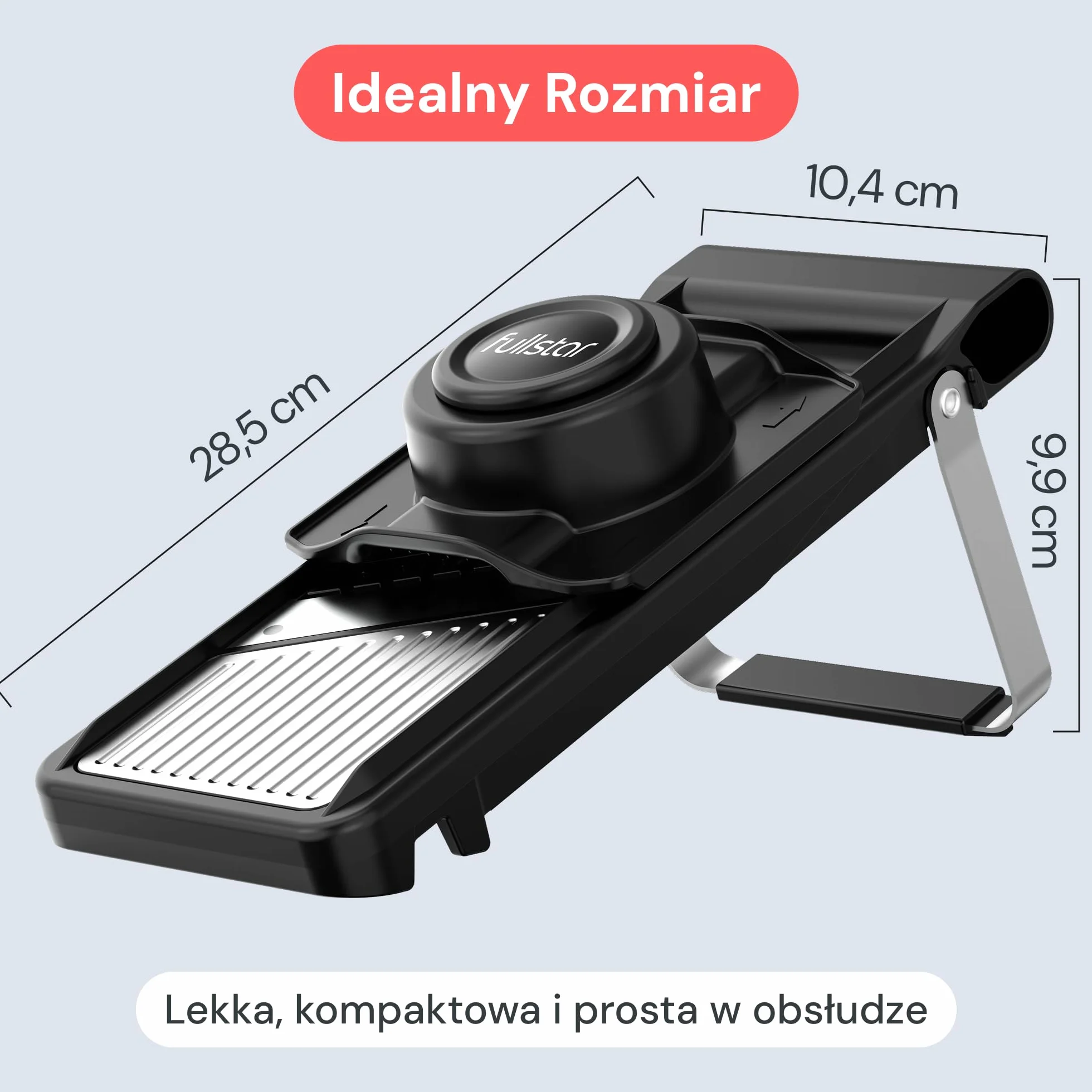 Fullstar Mandolina do Warzyw 2 w 1 ze Stali Nierdzewnej - Regulowana Grubość 1-4 mm - Krajalnica Mandolina z Ostrzem Julienne do Ziemniaków, Owoców, Warzyw i Sera - Mandolina Regulowana