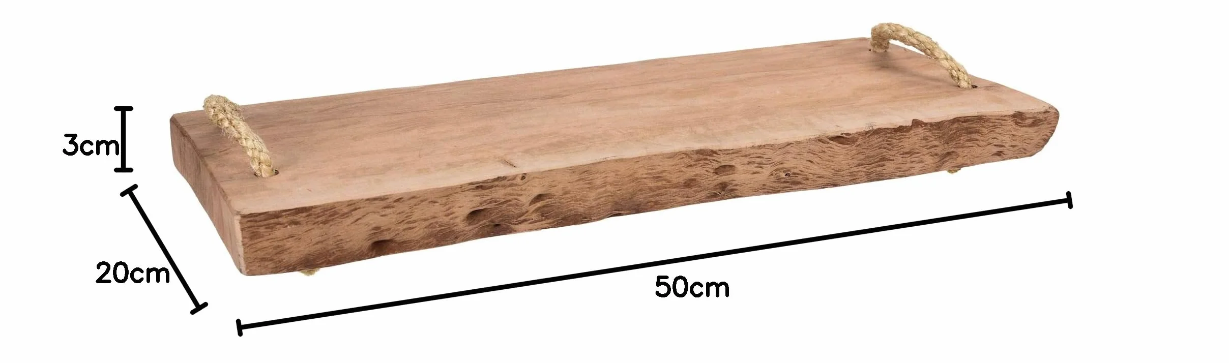Spetebo Półmisek do serwowania z litego drewna 50 x 20 cm z 2 uchwytami do przenoszenia – drewniana deska do serwowania taca do serwowania