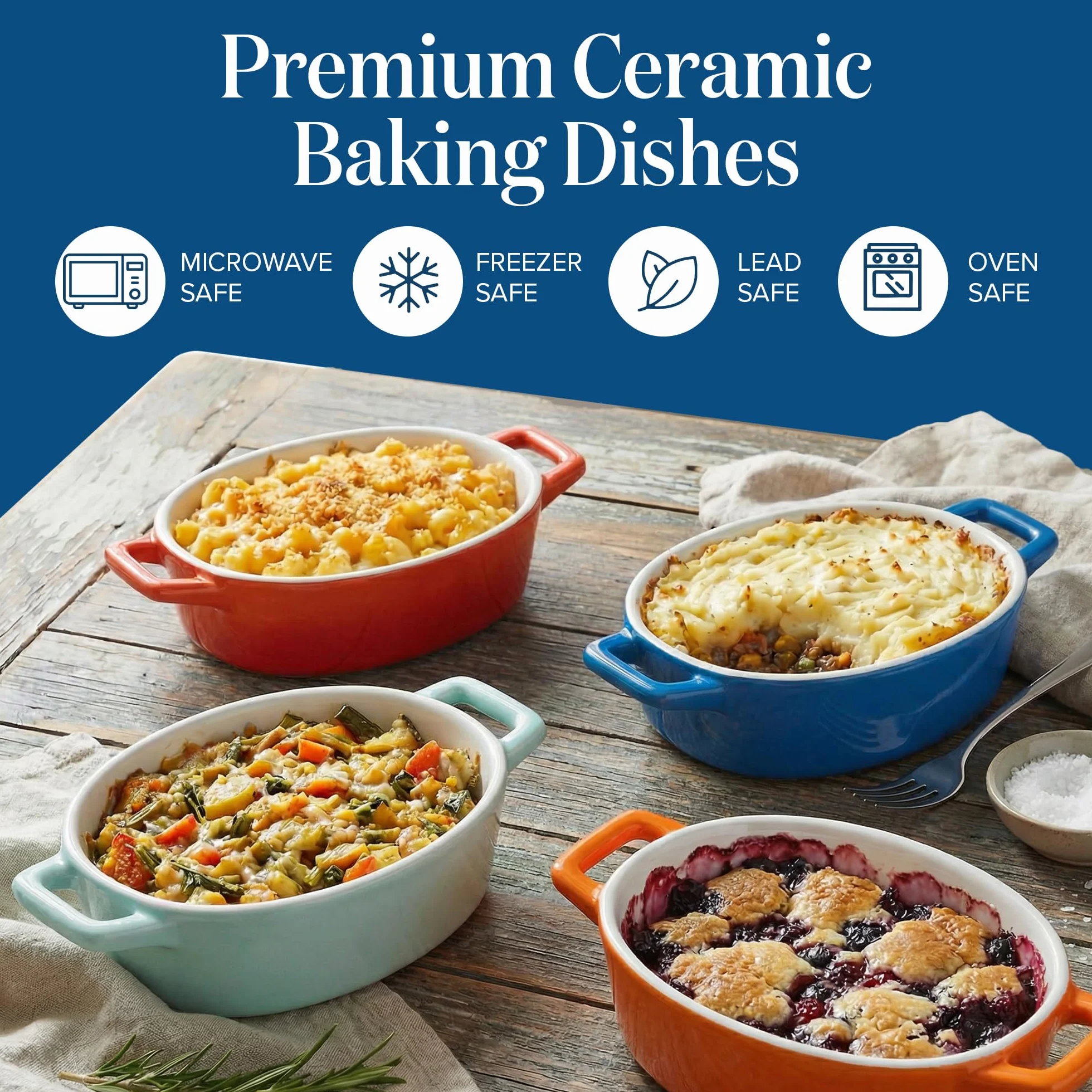 Joeji's Kitchen Zestaw 4 naczyń ceramicznych - idealnych do gotowania zapiekanek lasagne i terrine w kamionce - małe indywidualne naczynie do piekarnika
