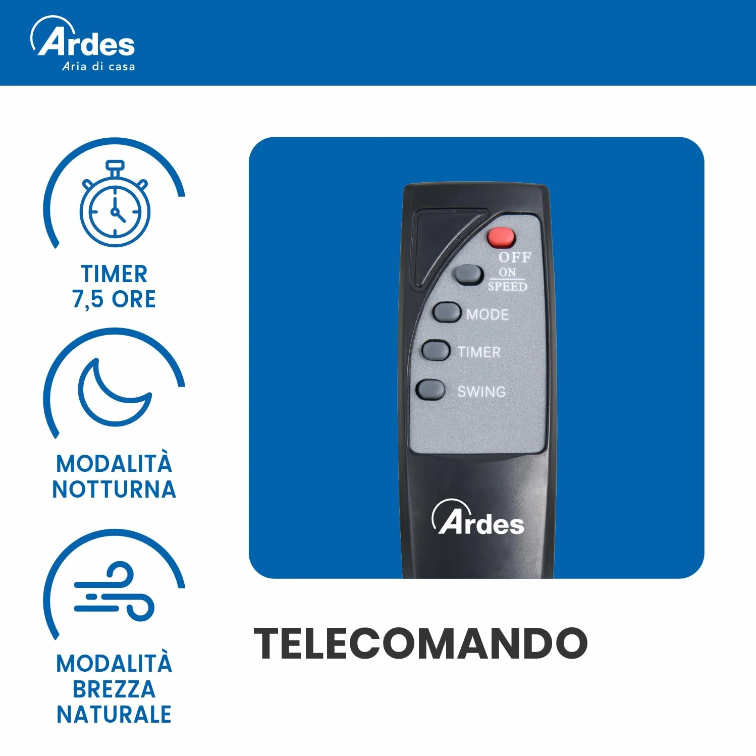 ARDES - Wentylator ścienny z 3 obrotowymi łopatkami (40 cm), pilot zdalnego sterowania, automatyczna oscylacja, regulowany timer i 3 poziomy prędkości, wentylator ścienny, czarny AR5W40R