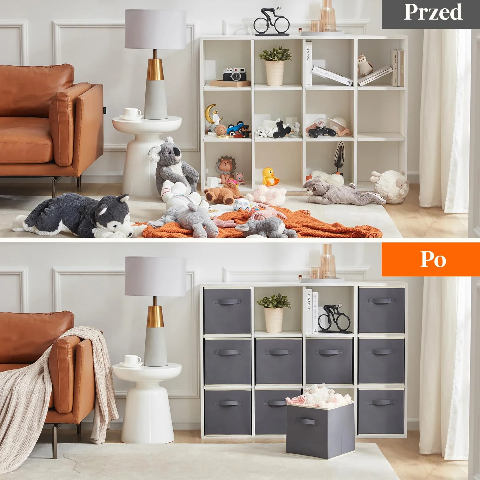 Lifewit 10 Pack składanych pudełek do przechowywania kostek, średniej wielkości dekoracyjne kosze do przechowywania, otwarte kostki do przechowywania z uchwytami, 33 x 33 x 33 cm, szary