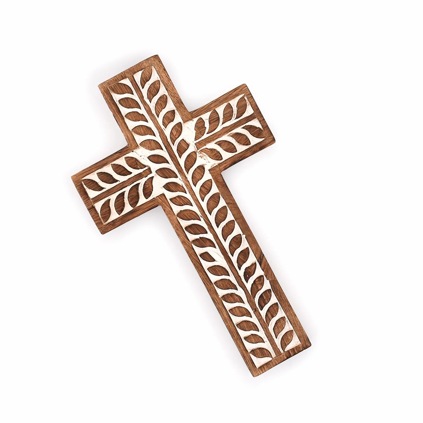 Krzyż wiszący na ścianie drewno mango religijny katolicki 25,4 cm x 15,24 cm x 1,90 cm