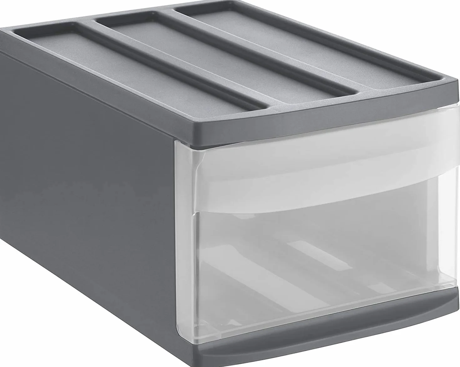 Rotho Systemix Pudełko z szufladami, z 1 szufladą, tworzywo sztuczne (PP), nie zawiera BPA, antracytowa/przezroczysta, M (39,5 x 25,5 x 20,3 cm)