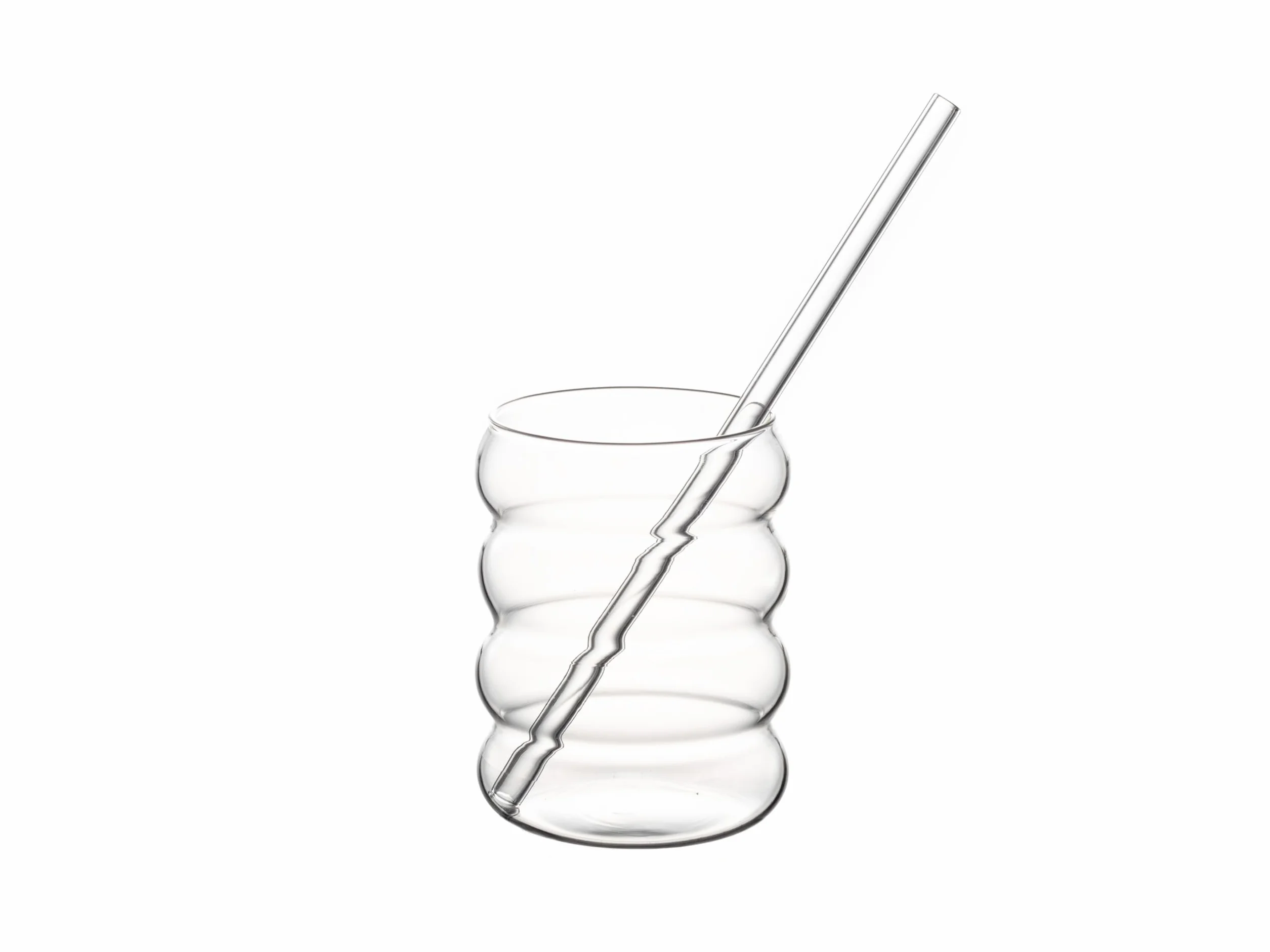Hanseküche Zestaw szklanek Bubble 4 x 350 ml ze szklanymi słomkami do mrożonej kawy, wody i koktajli
