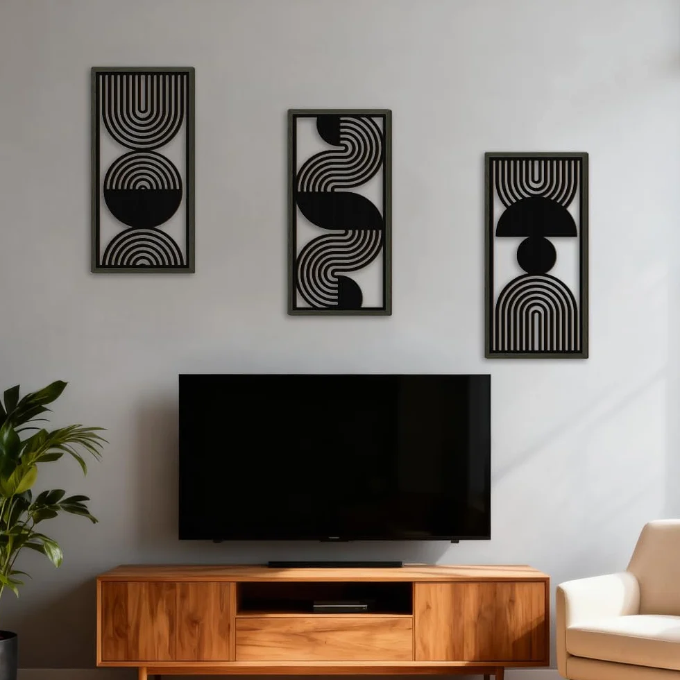 Rongxze Dekoracja ścienna boho, artystyczny wzór, panele dekoracyjne (40 x 20 cm), sztuka ścienna boho, dekoracja ścienna, murale, naturalny styl do salonu/sypialni
