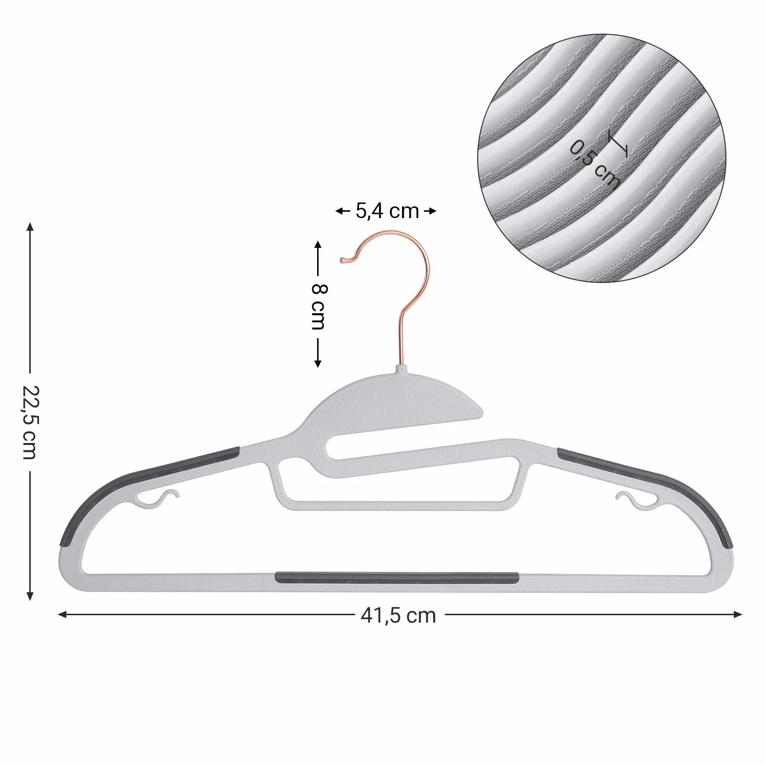 SONGMICS Zestaw 30 plastikowych wieszaków antypoślizgowe 360° obrotowy szary CRP43G30