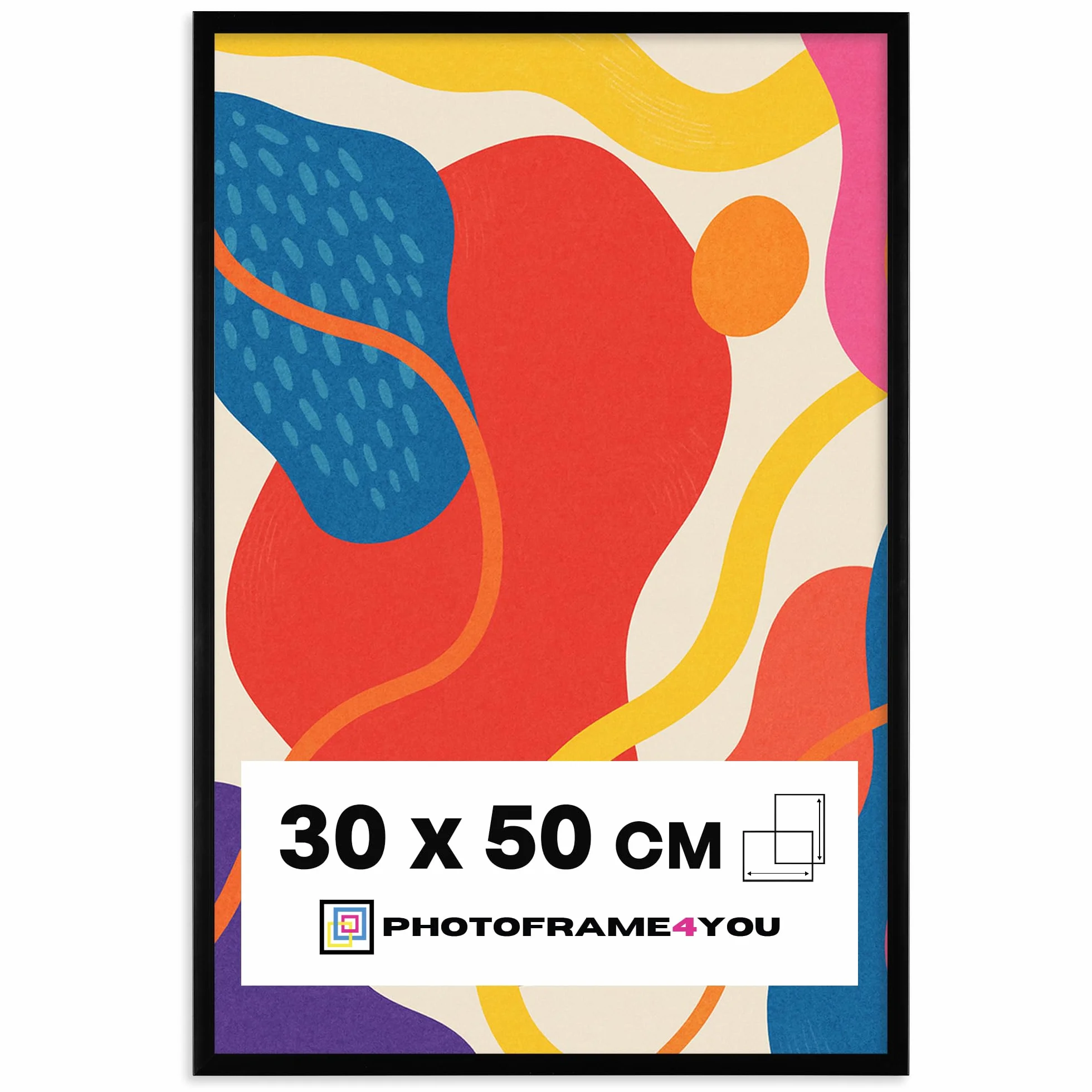 Ramka na zdjęcia 30 x 50 cm - nietłukące się szkło akrylowe - czarna ramka na zdjęcia, plakaty, puzzle i certyfikaty - wytrzymałe tworzywo sztuczne do zawieszenia w formacie pionowym