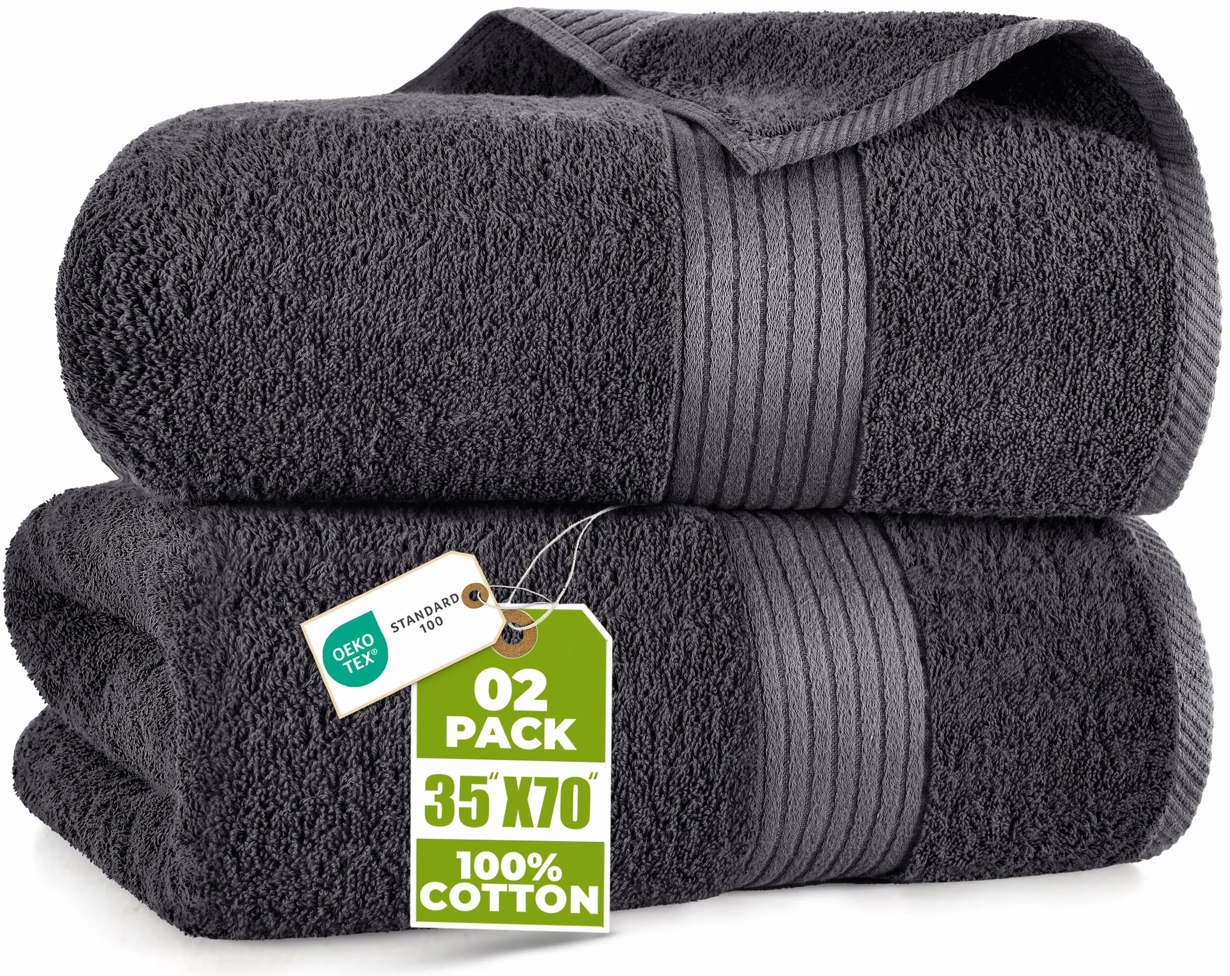 Utopia Towels - (Opakowanie 2 szt.) Luksusowy bardzo duży ręcznik kąpielowy - 100% czesana bawełna pierścieniowa, bardzo miękka i bardzo chłonna, grube duże ręczniki łazienkowe 90 x 180 CM (Szary)