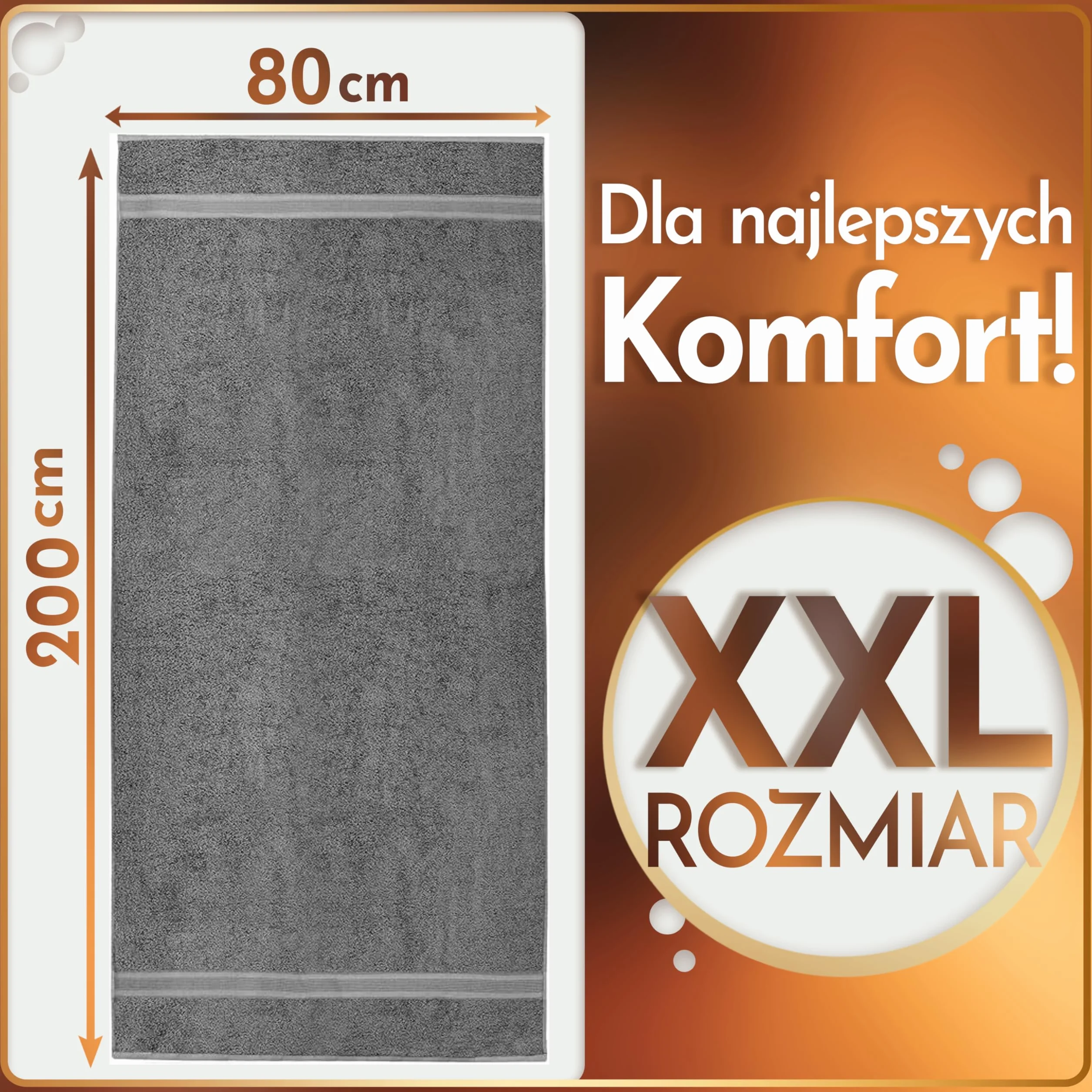 NatureMark Ręcznik do sauny 100% bawełna 80 x 200 cm antracyt szary