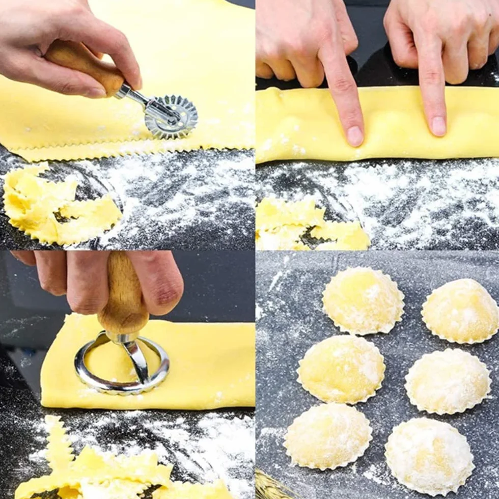 Zestaw 5 foremek do wycinania ravioli, foremki do ciasta, ravioli, foremka do pierogów, kwadratowa, okrągła forma do ravioli w kształcie serca, do makaronu