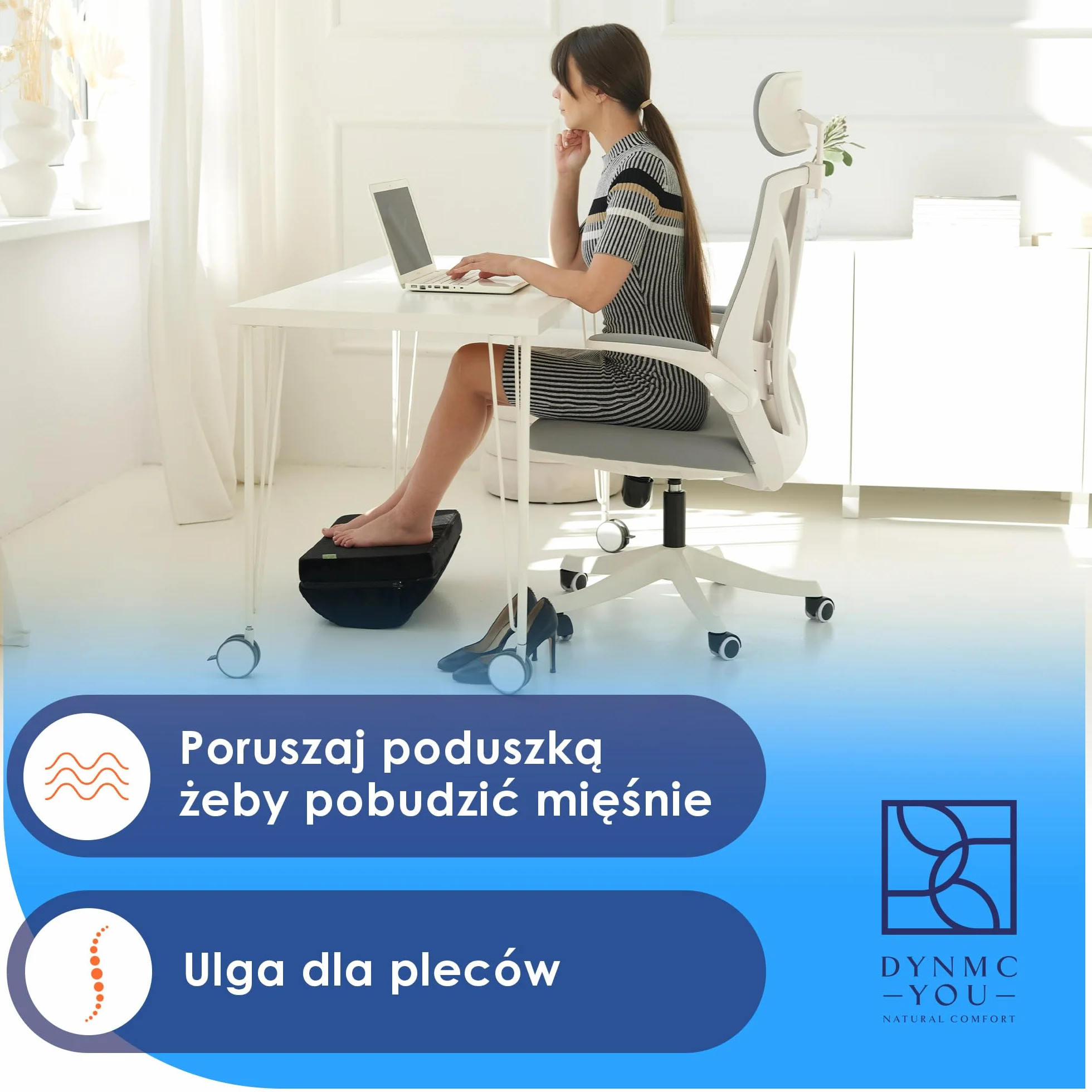 Podnóżek na biurko – ergonomiczny podnóżek i podnóżek do biura i biura domowego, podnóżek pod biurkiem, akcesoria biurowe, test bardzo dobry, certyfikat Oeko-Tex