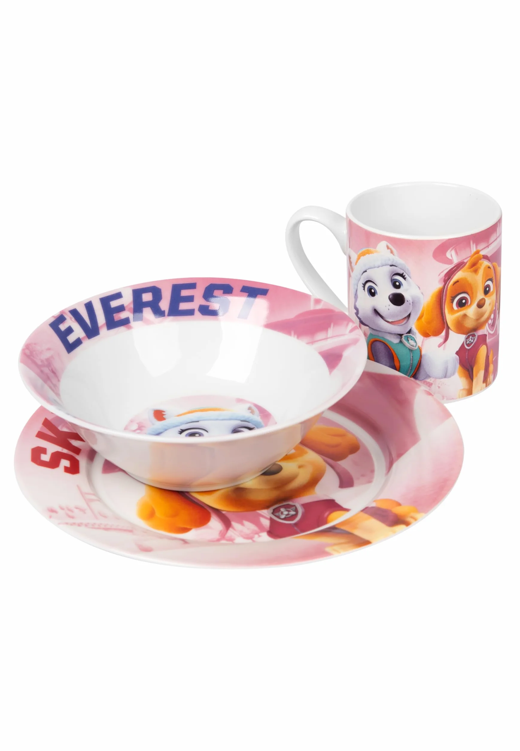 United Labels Psi Patrol zestaw śniadaniowy dla dzieci – 3-częściowy zestaw naczyń, talerze, miska i filiżanka z porcelany