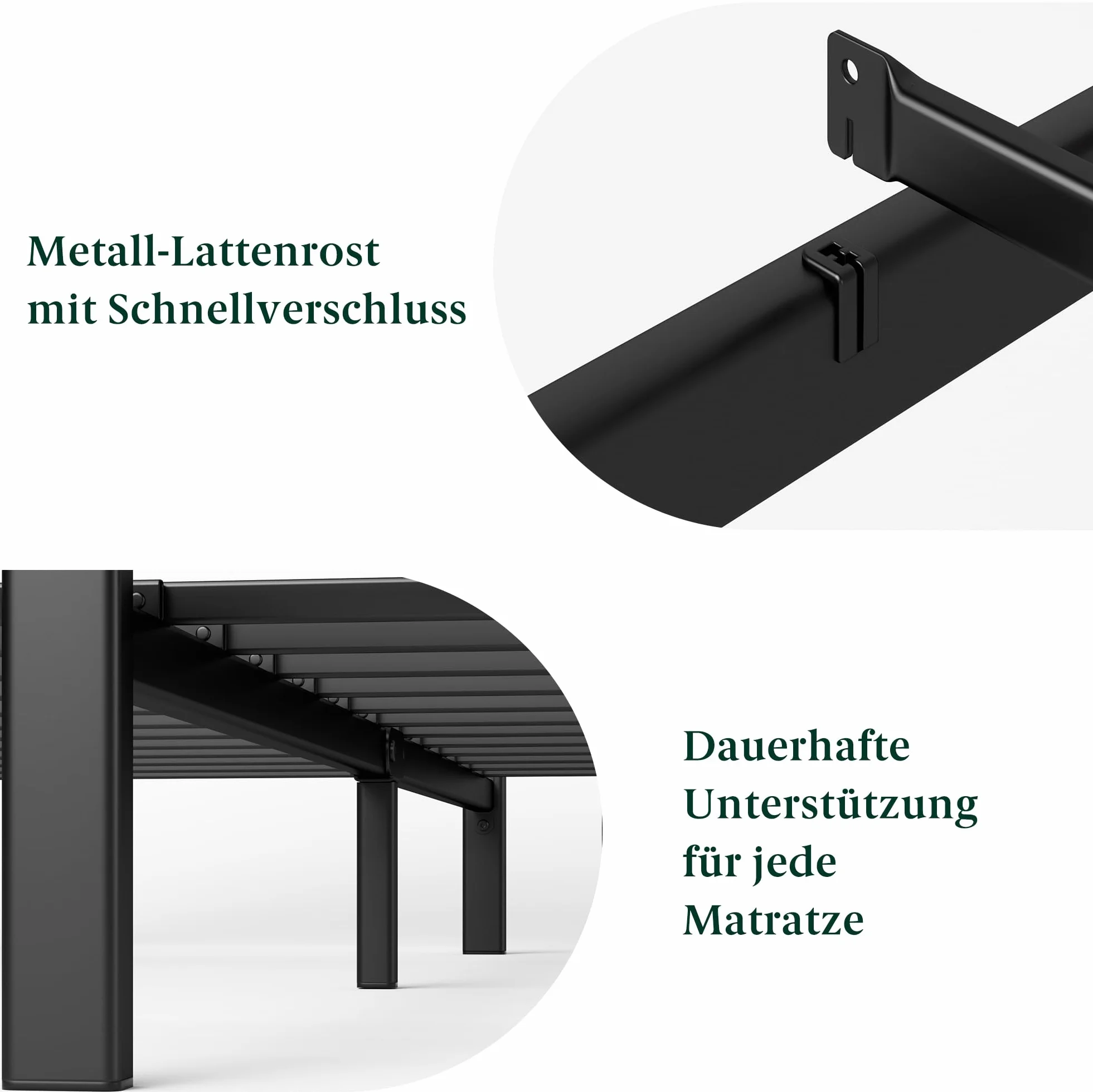 Zinus Kai 90 x 200 cm – 80 cm wysokości – zrównoważona rama łóżka z bambusa i metalu z zagłówkiem – metalowe łóżko ze stelażem – wolna przestrzeń pod łóżko – łatwy montaż – czarne i brązowe