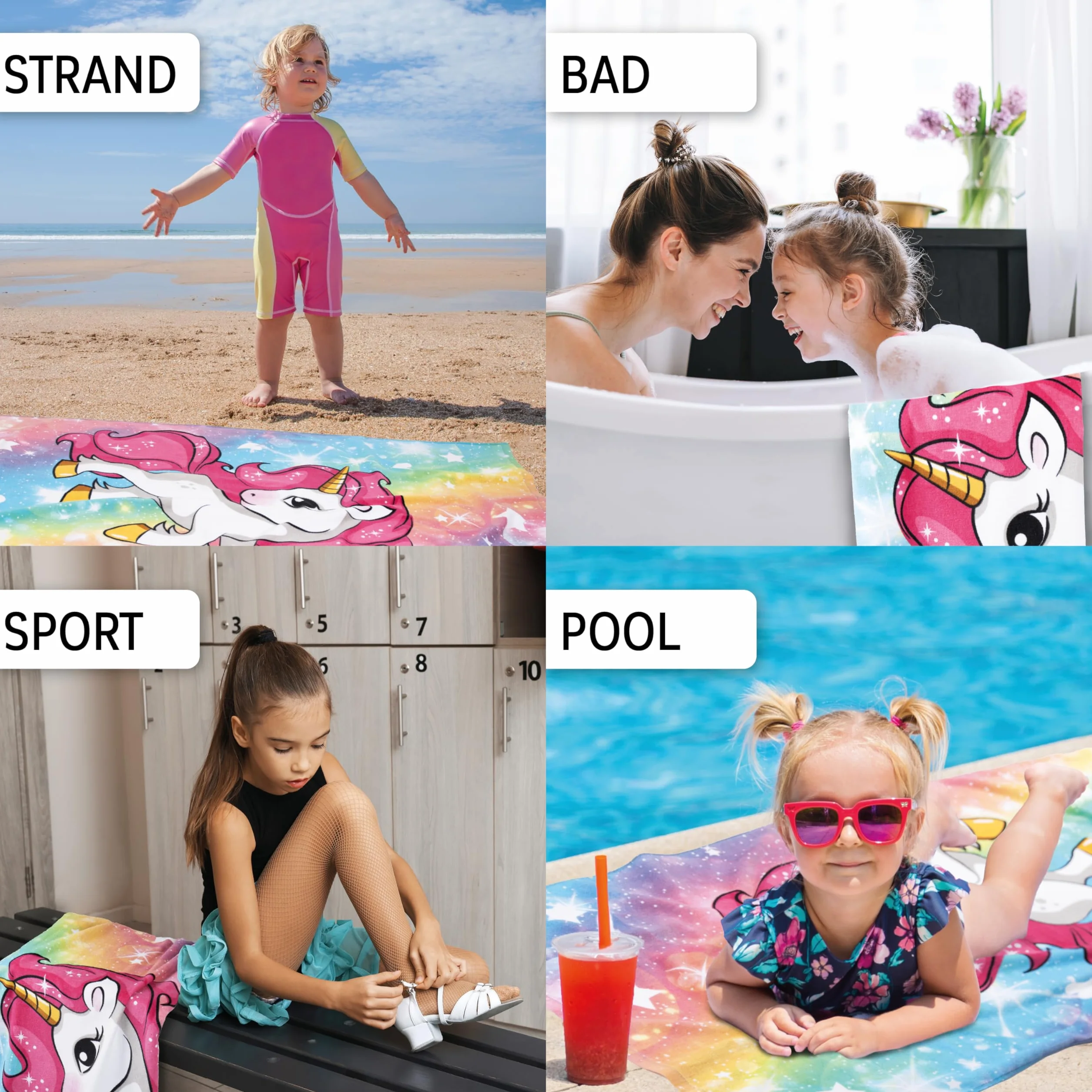Ręcznik jednorożec 70x140cm dla dzieci dziewczynki 100% bawełna, ręcznik kąpielowy, ręcznik plażowy, ręcznik do plaży, jednorożec, miękki, szybkoschnący, delikatny, koń