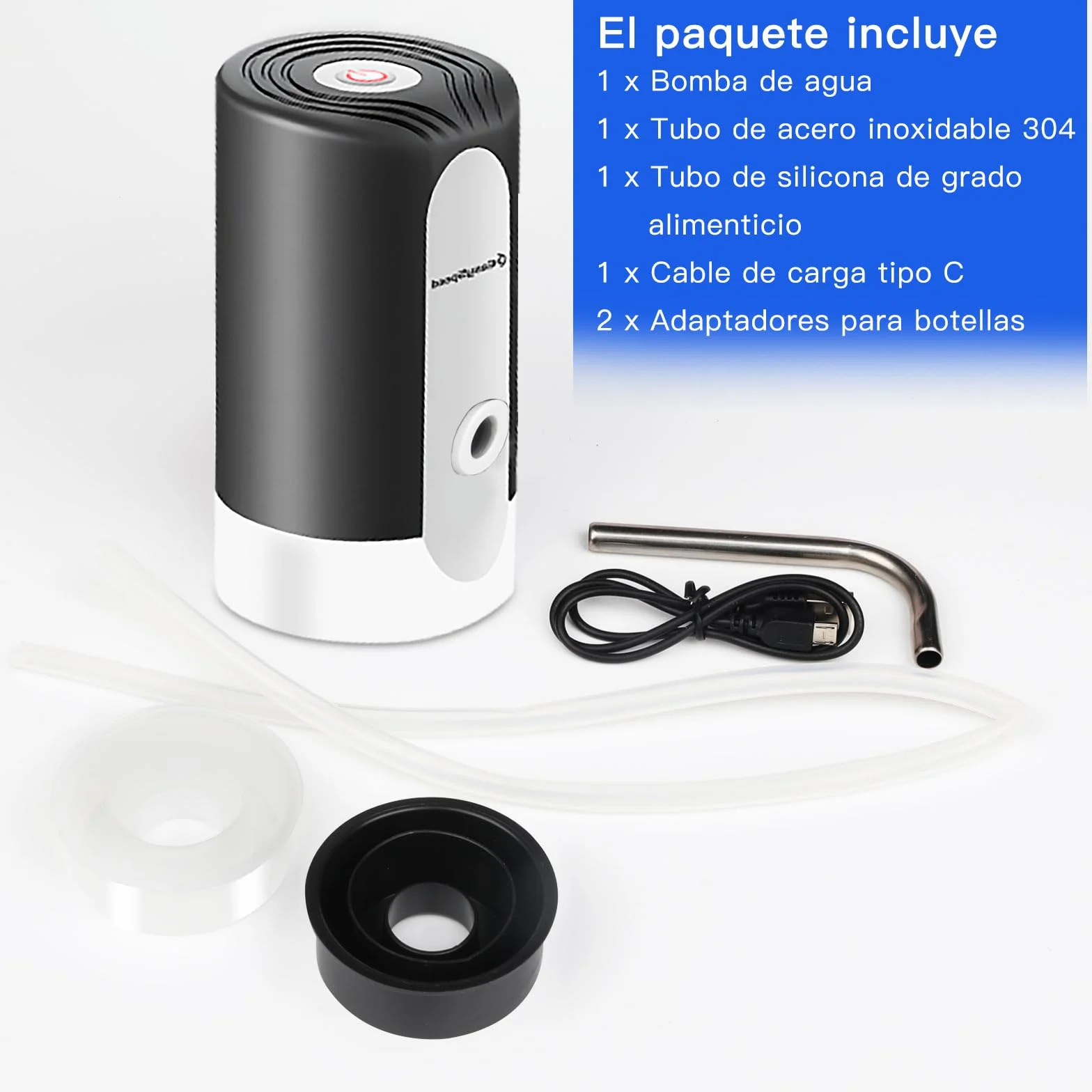 EASYSPEED Elektryczny Dozownik Wody Pitnej,W Zestawie 2 Adaptery Automatyczny Dystrybutor Wody Pitnej,Możliwość ładowania przez USB Pompa Do Butelek Na Wodę,Do Domowego Biura,Czarny