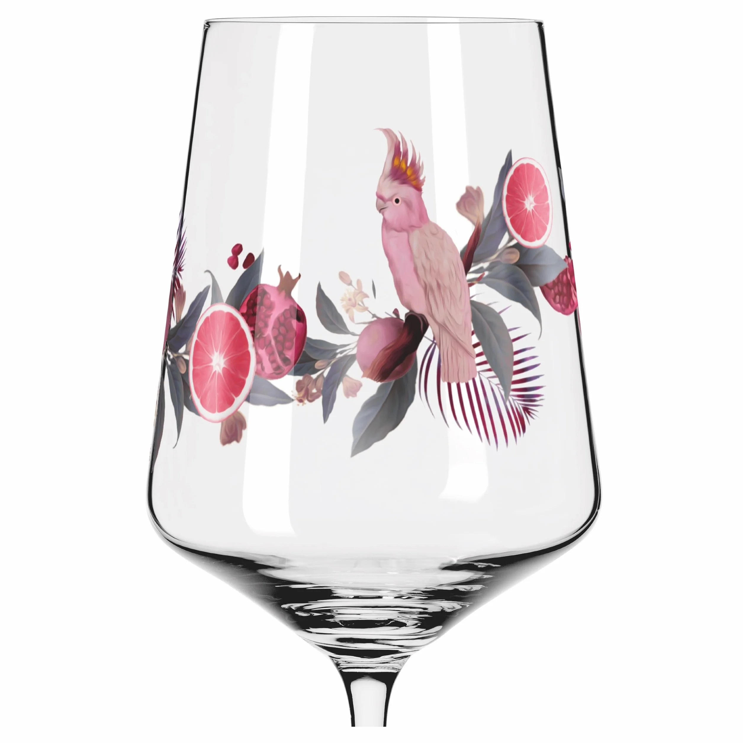 RITZENHOFF Kieliszek do aperitifu 500 ml zestaw 2 szt. seria Sonet letni motyw kakadu różowy szary