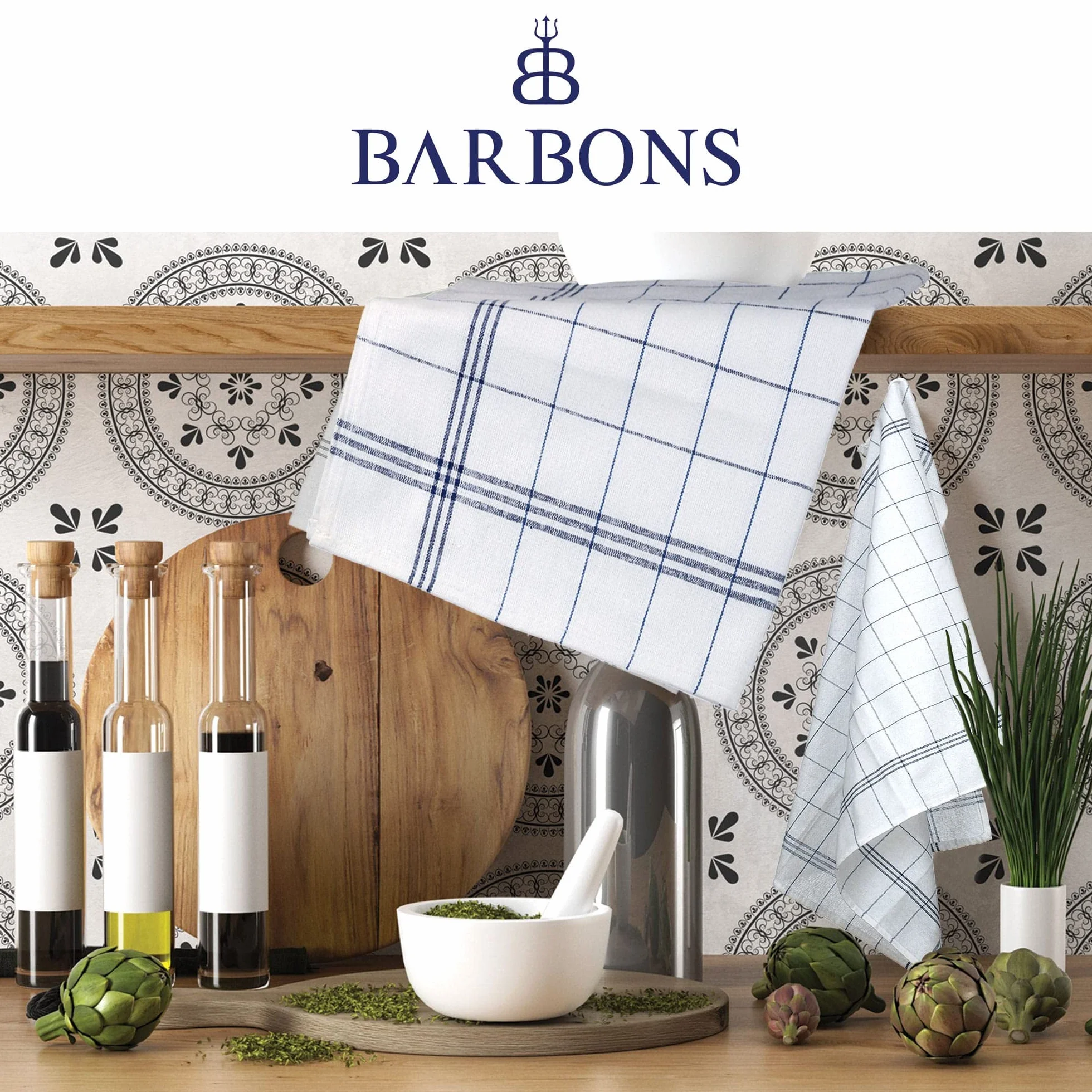 BARBONS Ścierki do naczyń zestaw 10 szt. – bawełna 50 x 70 cm – certyfikat Öko-Tex – zestawy tekstyliów kuchennych, suchych ręczników kuchennych, do naczyń, nadają się do prania w temperaturze do 90°C