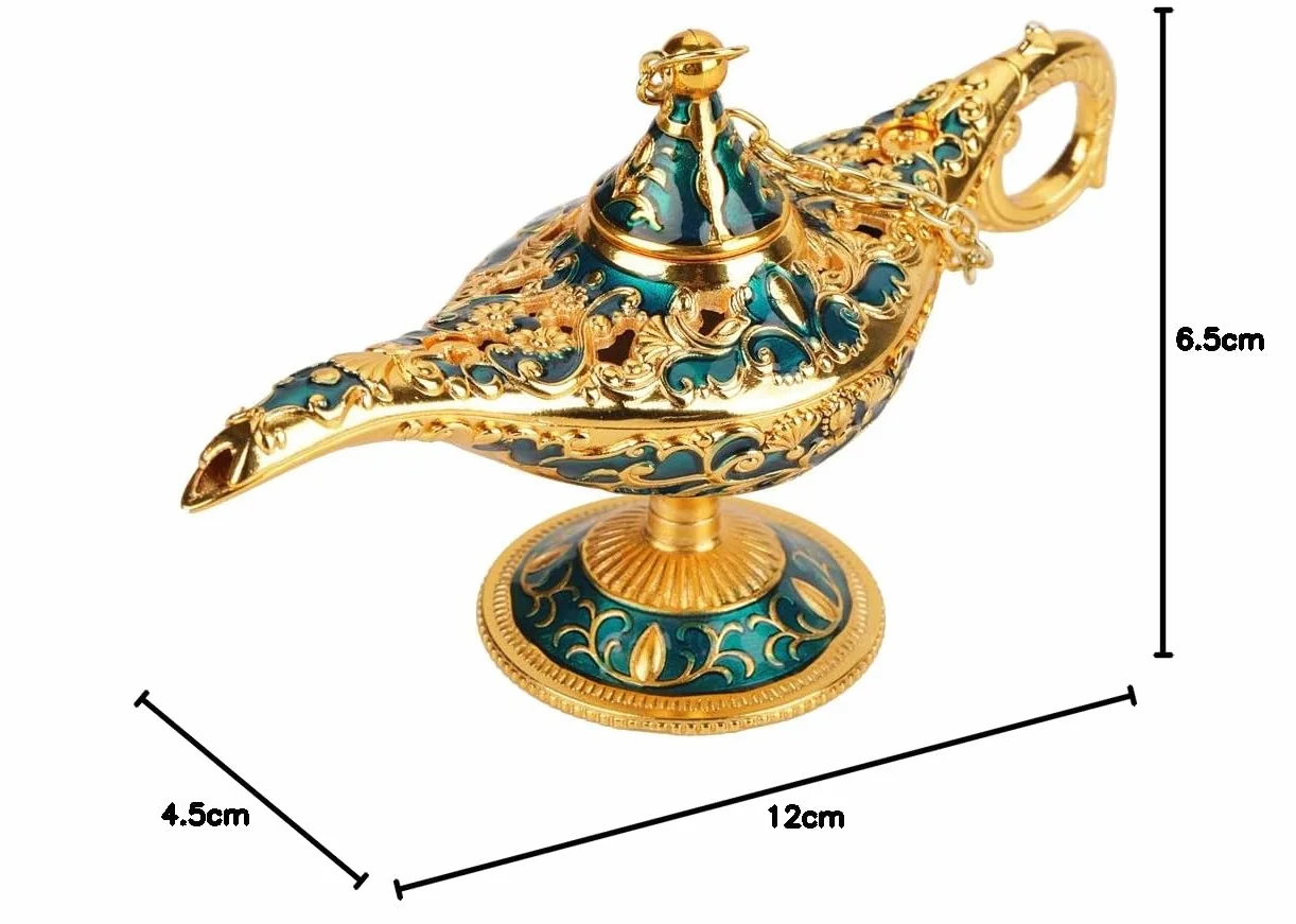 Aladdin lampa, Aladdin orientalna dekoracja, Aladdin Magic Genie metalowa rzeźbiona wydrążona legendarna lampa, puste światło Aladdin Magic Genie, Wishing Pot