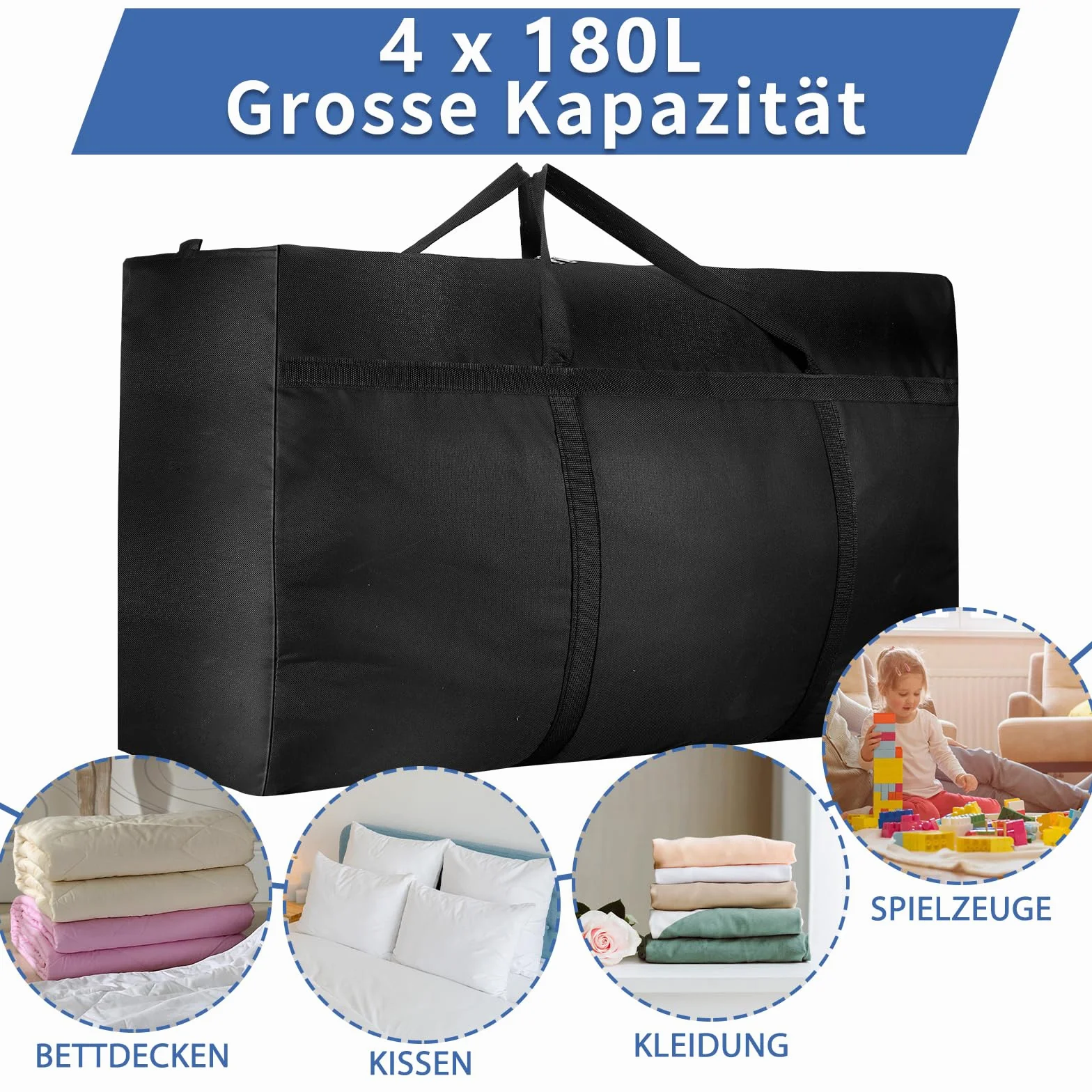 Torby do przechowywania 180 l Oxford Heavy-Duty wodoszczelne z uchwytem na zamek błyskawiczny
