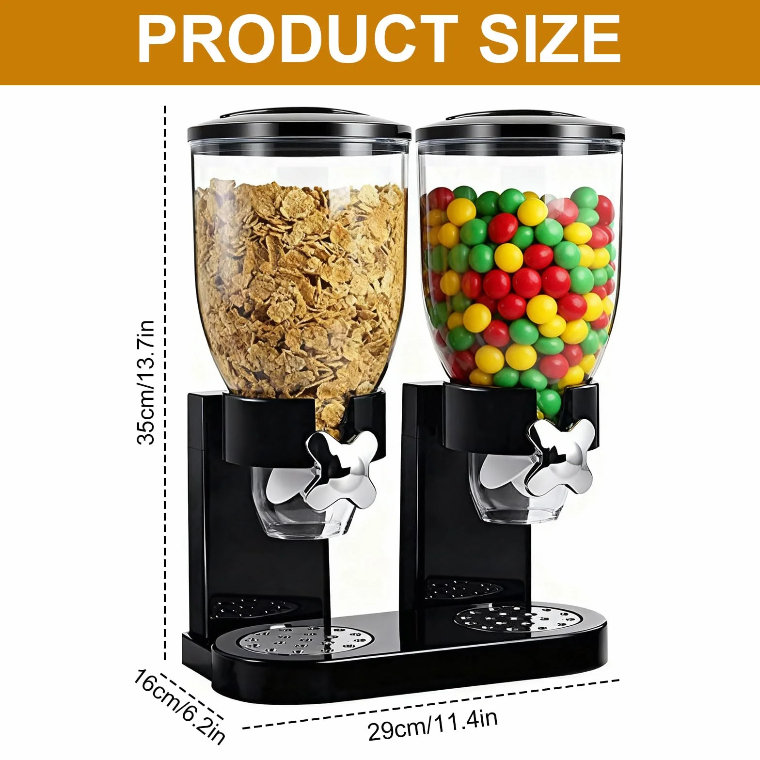 Cereal Dispenser 2 l, hermetyczny dozownik musli do organizacji przestrzeni kuchennej, dozownik do musli, zestaw 2 hermetycznych pojemników na musli, ryż, ziarna, słodycze, ziarna kawy
