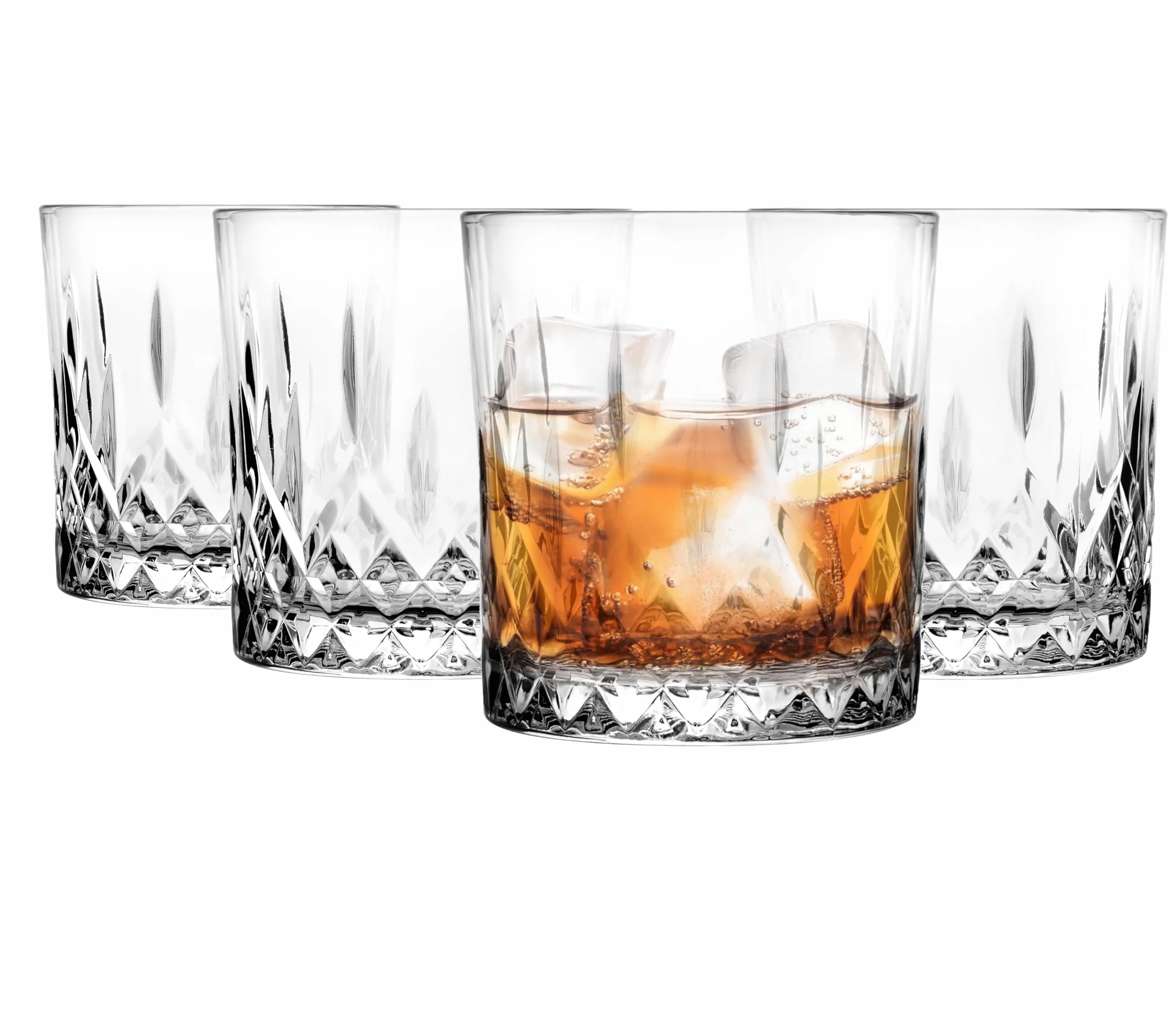 Glasmark KROSNO 1992 zestaw szklanek do whisky szklanki do whisky 4-częściowy 280 ml Rum Gin Bourbon koktajl kieliszek do whisky kieliszki do napojów szlifowane można myć w zmywarce