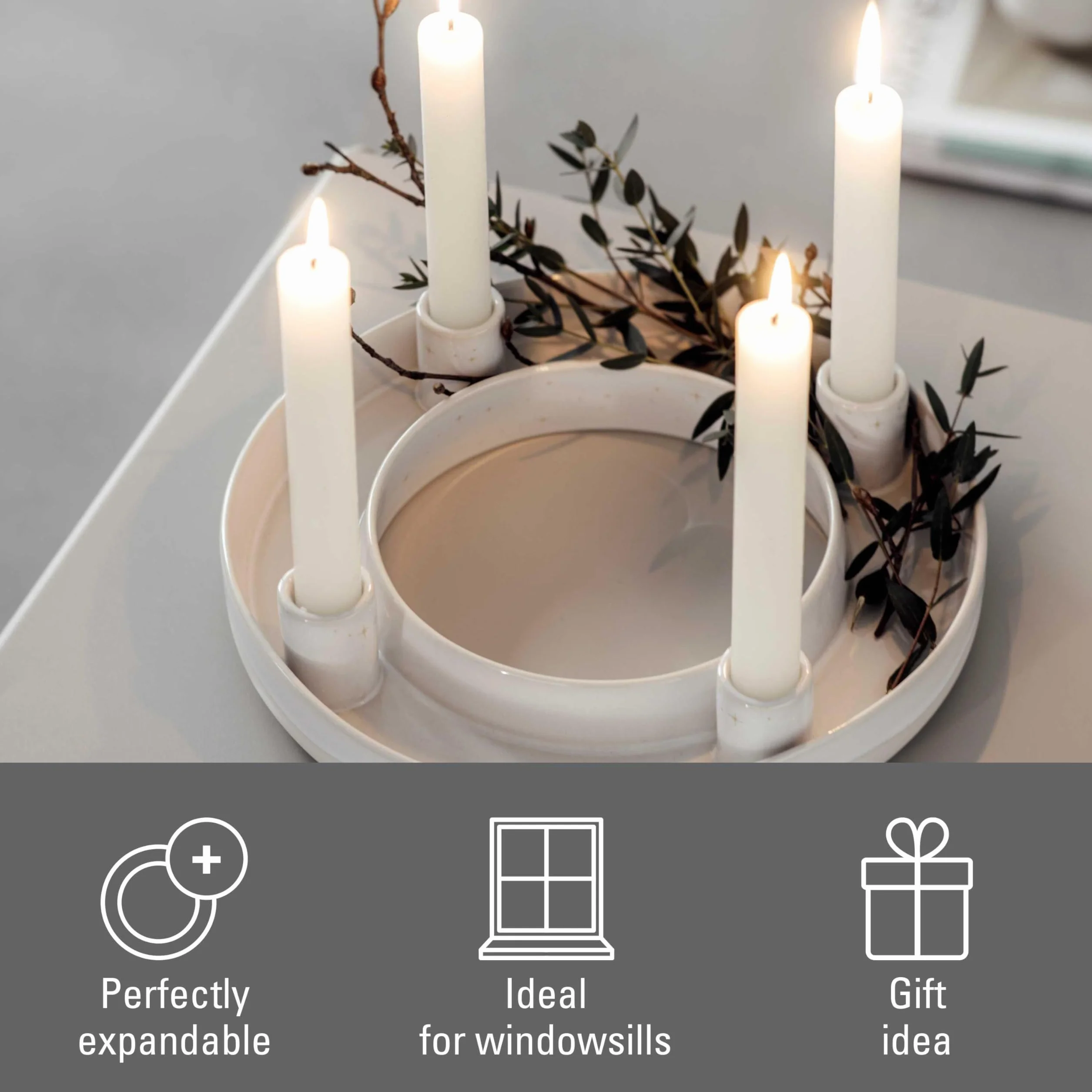 like. by Villeroy & Boch – wieniec adwentowy Winter Glow, dekoracja świąteczna z porcelany Premium