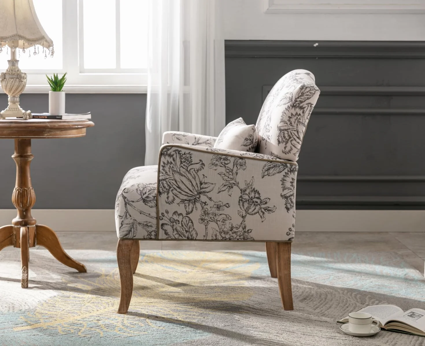 Ya-Home Nowoczesne krzesło dekoracyjne, fotel wypoczynkowy beczkowaty z lnu, tapicerowana pojedyncza sofa, okazjonalne krzesło rekreacyjne do sypialni/salonu/czytania, beżowe