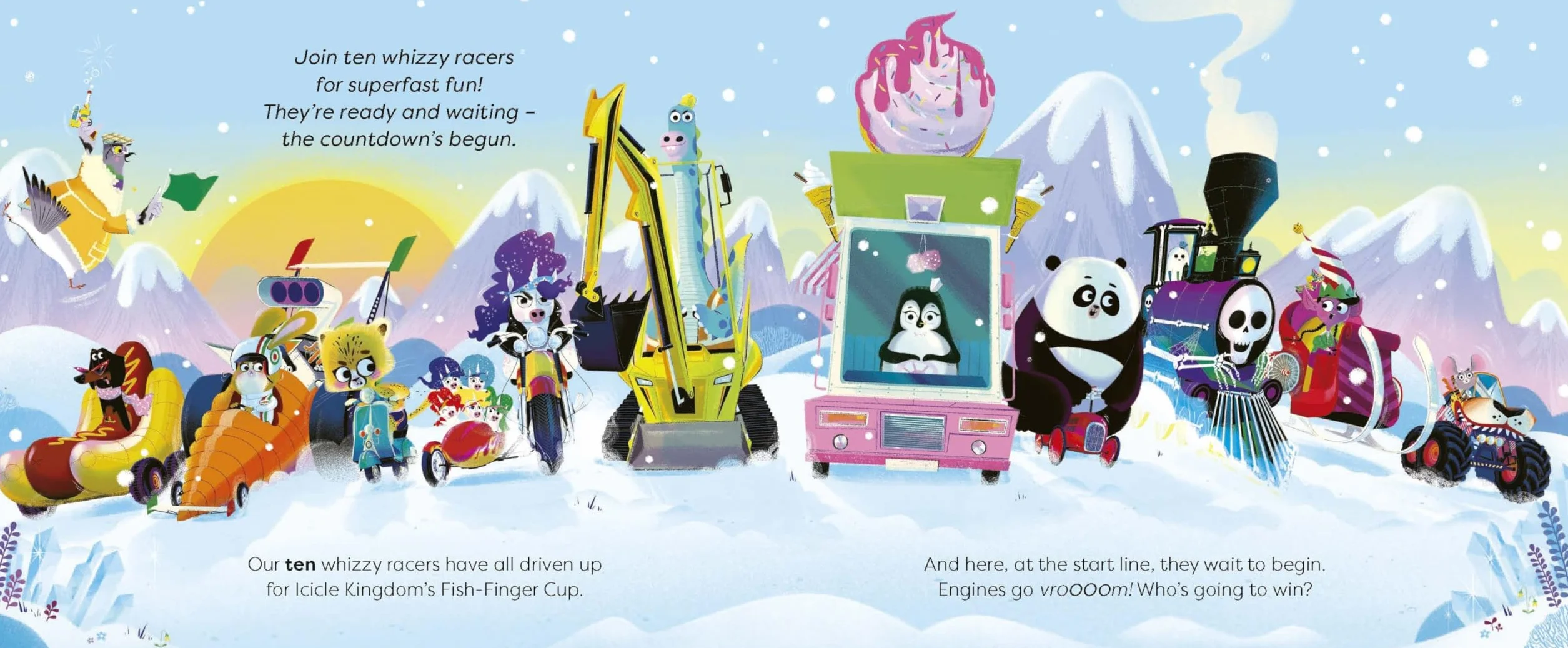 Ten Whizzy Racers: Frosty Falls Frenzy: Start your engines for a countdown adventure!