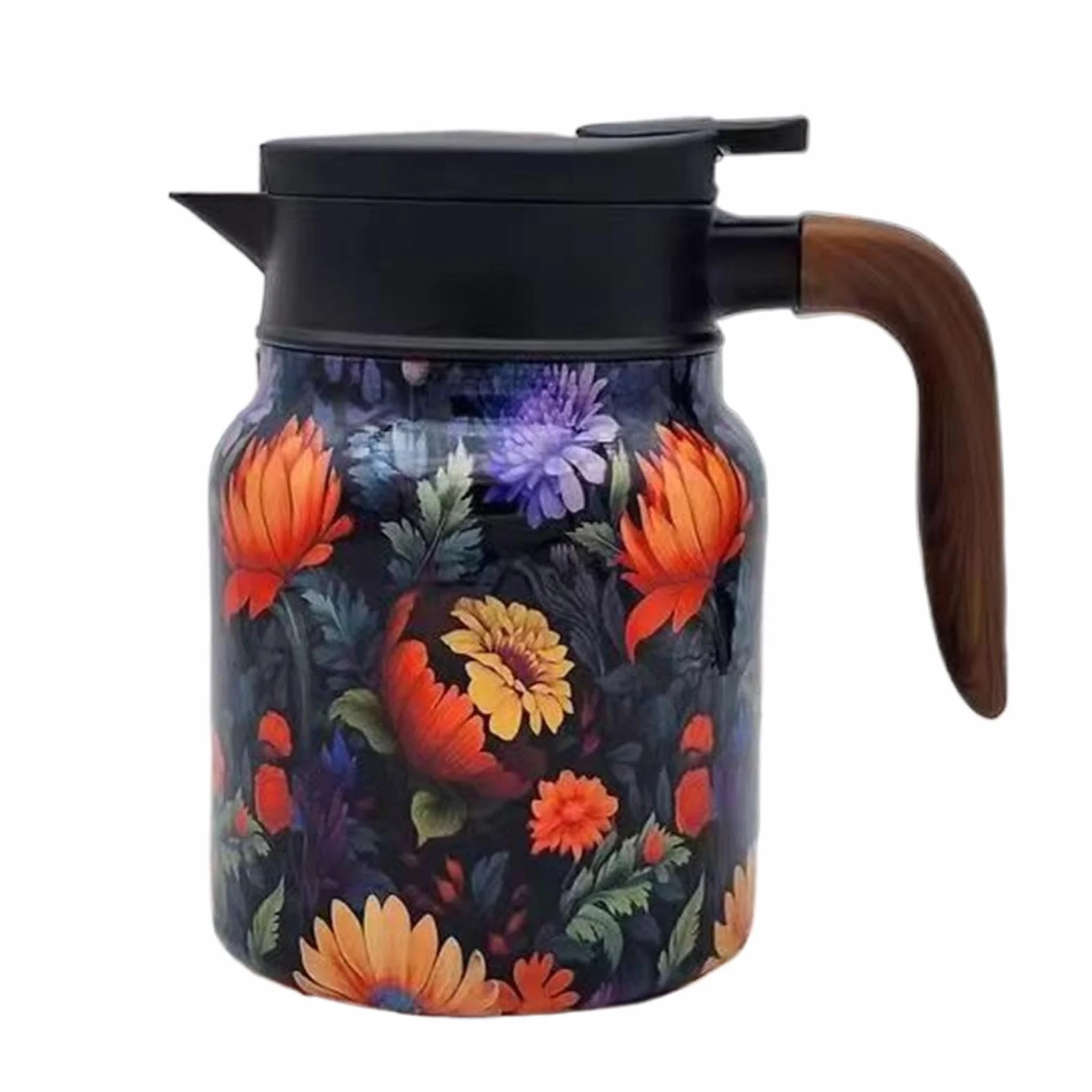 Termiczne dzbanki do herbaty, dozownik kwiatów w stylu retro, dozownik napojów do kawy, sitko do herbaty z eleganckim kwiatowym wzorem retro do utrzymywania kawy, herbaty i napojów gorących lub