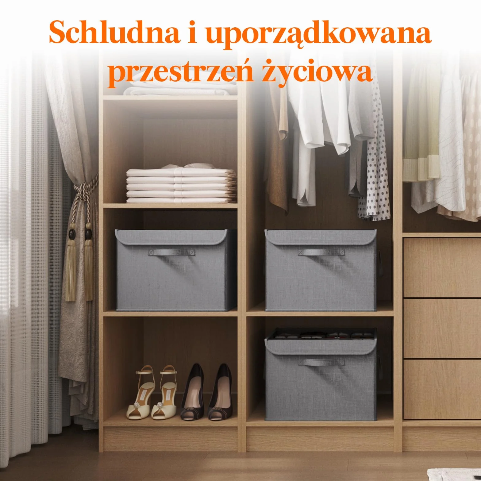 Lifewit Organizer na buty do szafy, regulowane przegródki, przezroczyste pudełko na 16 par, składane, jasnoszary